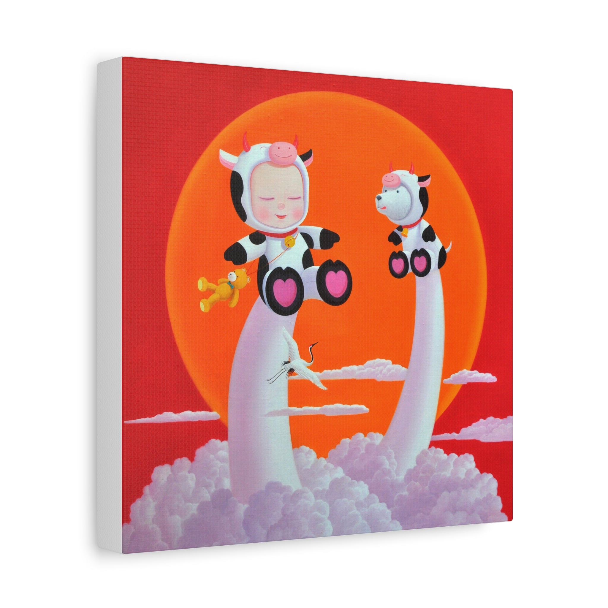 Little Girl with the cow- Chinese Contemporary artist - Canvas Print - Artwork for kids