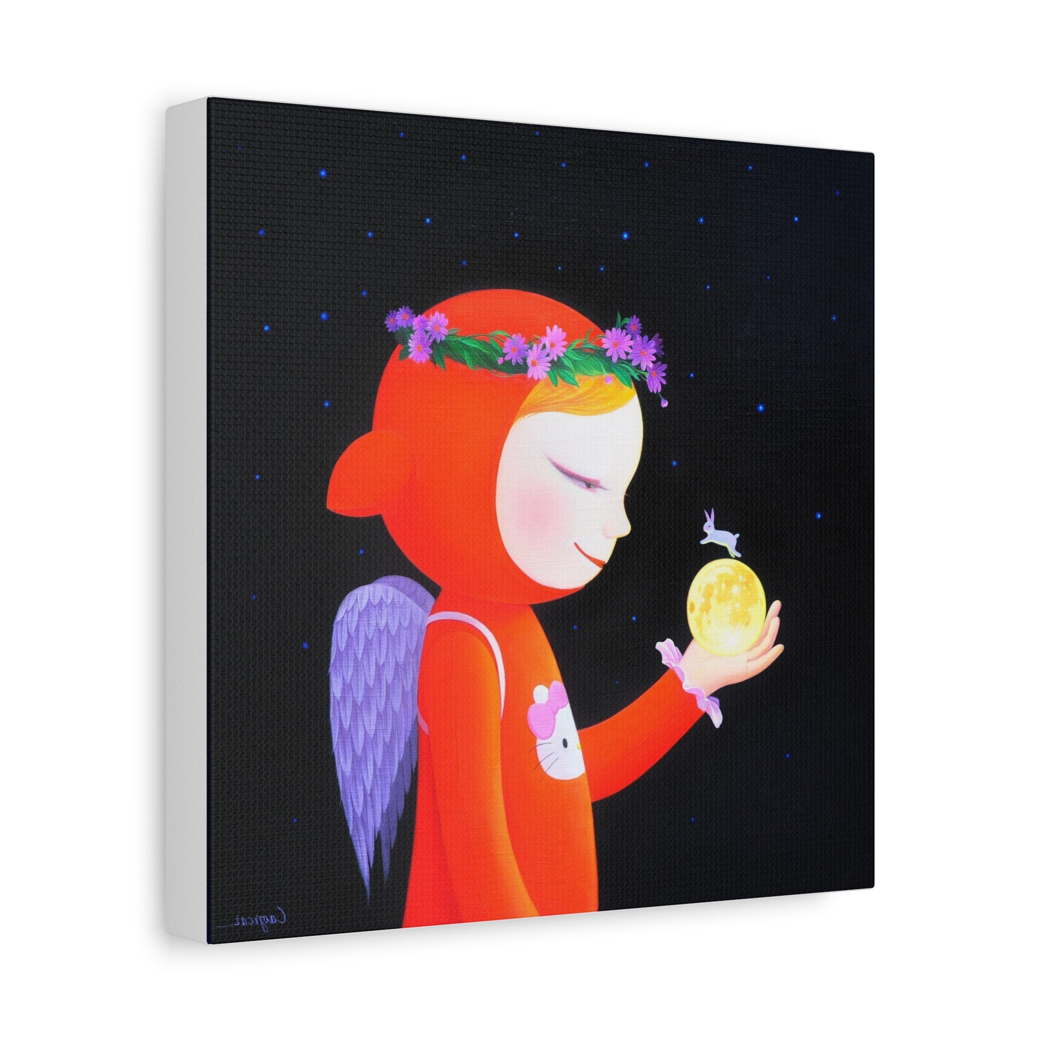 Little Girl with the Moon - Chinese Contemporary artist - Canvas Print - Artwork for kids