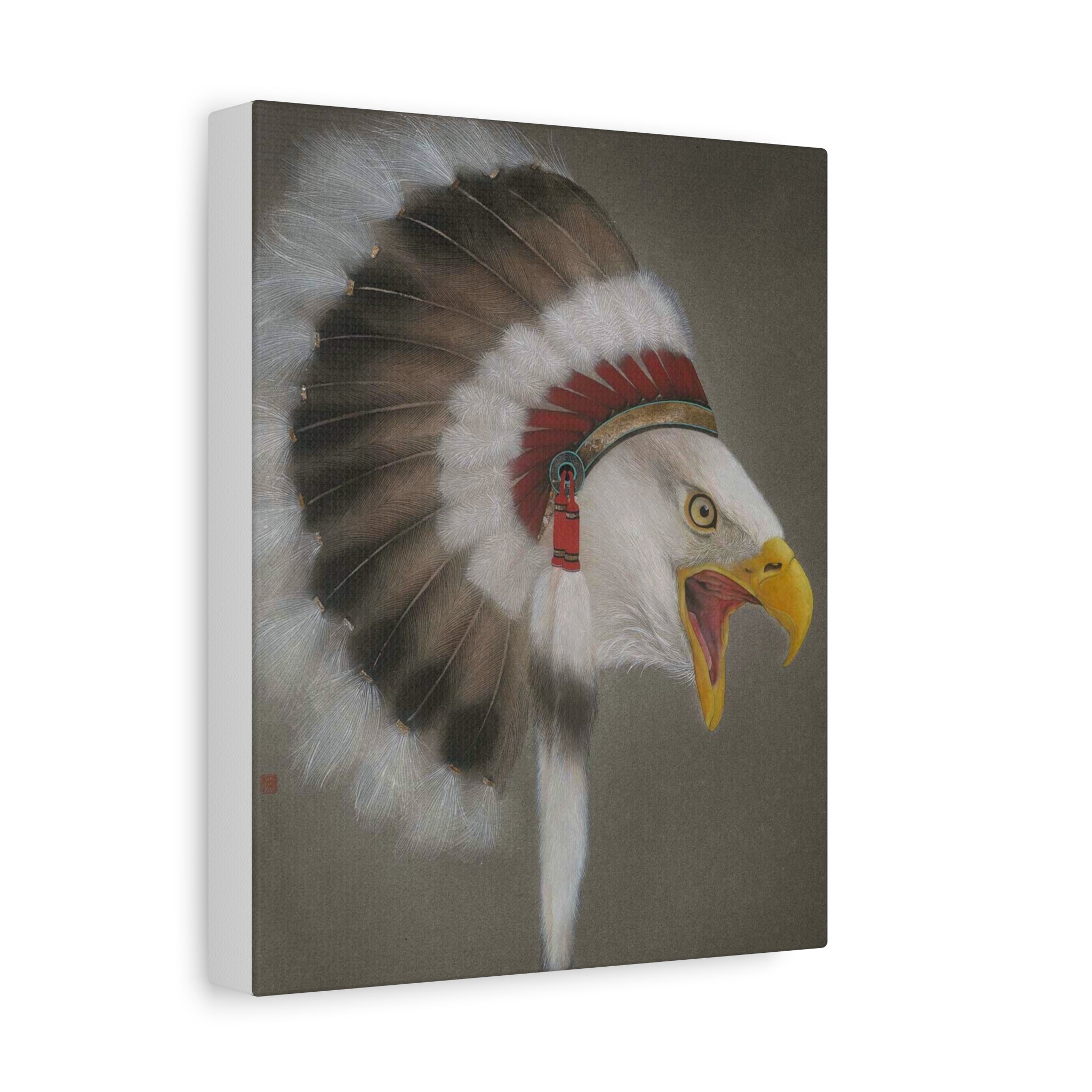 Chief Eagle -  Chinese  Contemporary watercolor painting - Canvas Print - Gift for New Year
