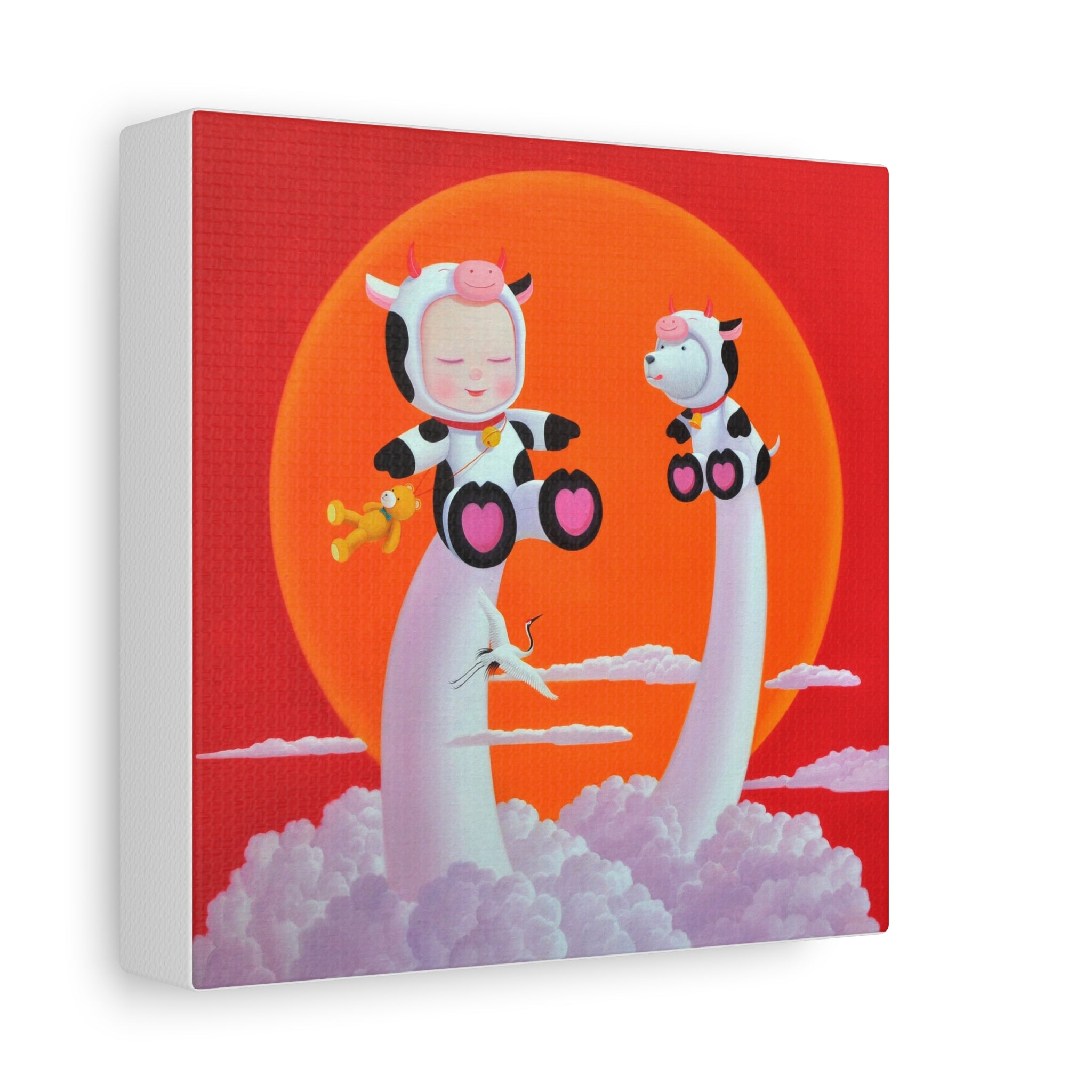 Little Girl with the cow- Chinese Contemporary artist - Canvas Print - Artwork for kids