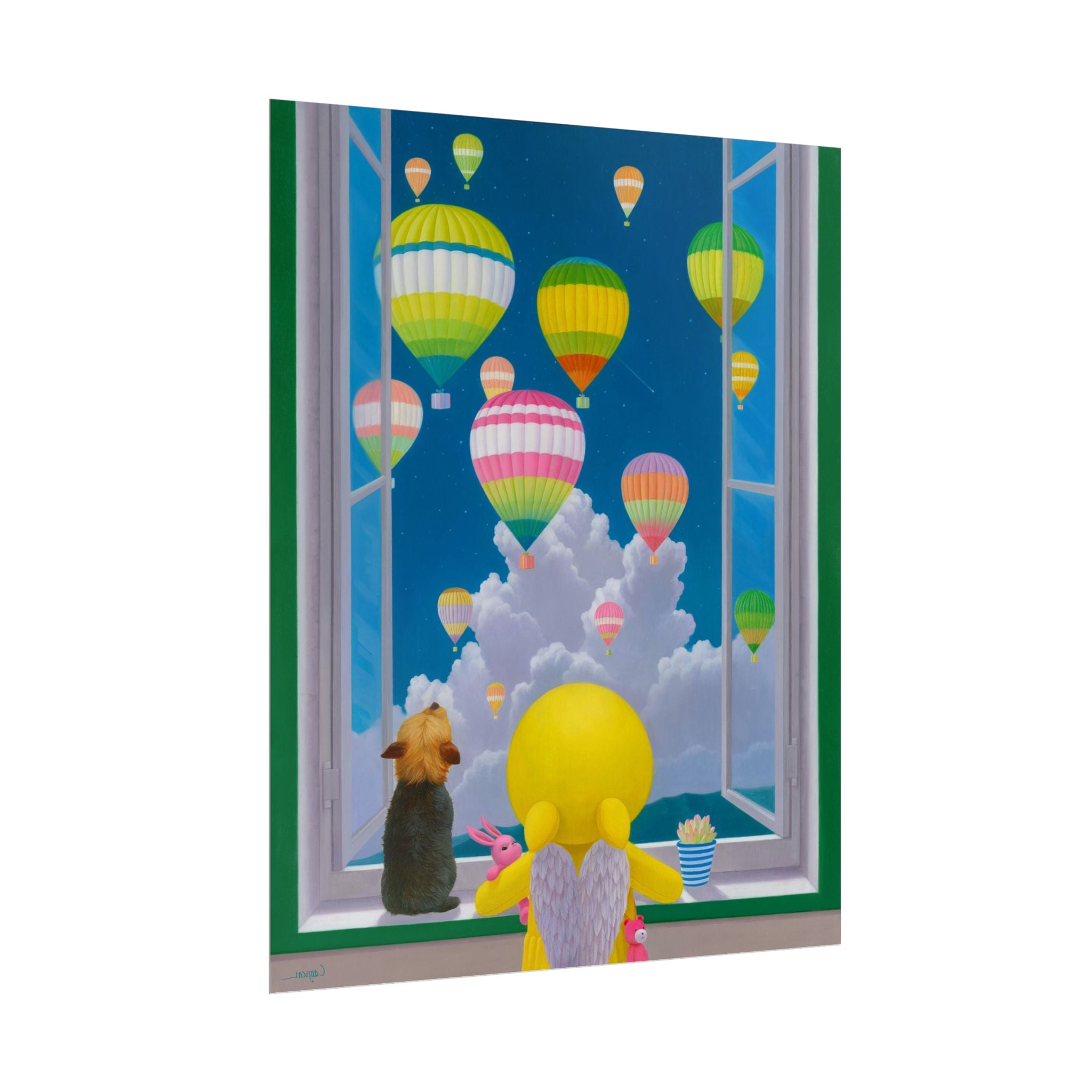Dreams in the Sky Art Poster, Cute Animal Decor, Christmas Wall Art, Kids Room Decoration, Gift for Animal Lovers