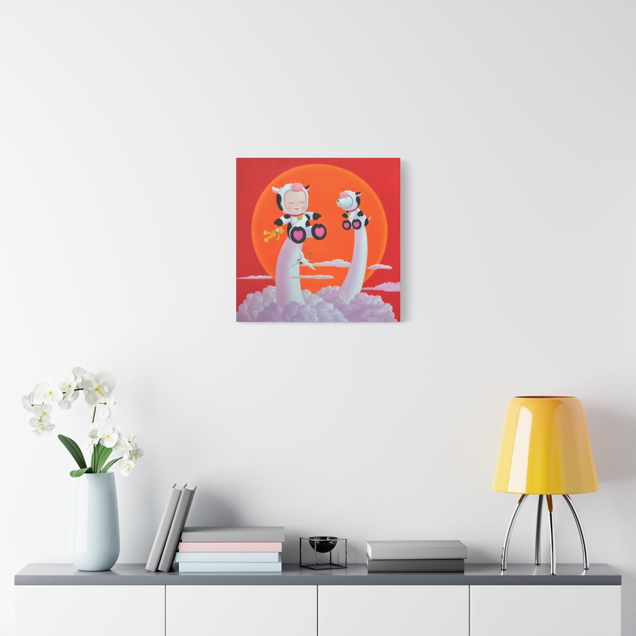 Little Girl with the cow- Chinese Contemporary artist - Canvas Print - Artwork for kids
