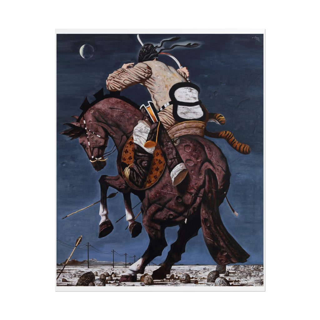 Fight Art Poster, Chinese Contemporary Canvas Artist Wall Art, Gift for Year of Horse