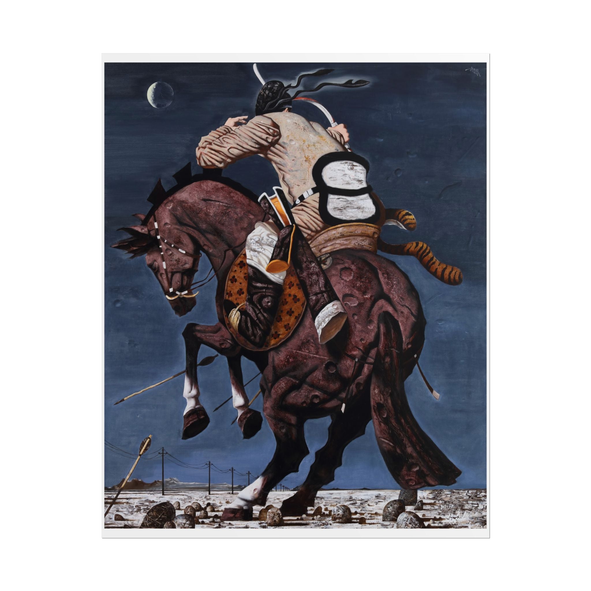 Fight Art Poster, Chinese Contemporary Canvas Artist Wall Art, Gift for Year of Horse