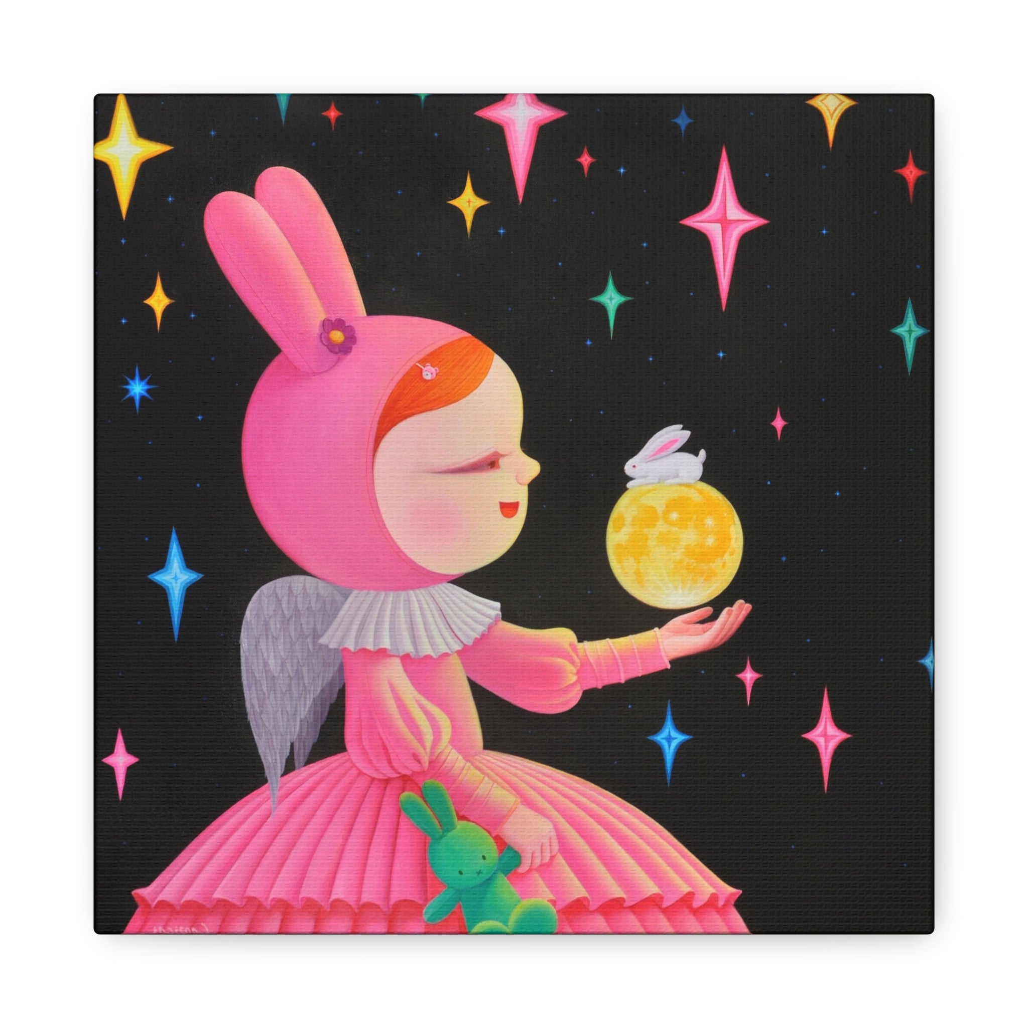Little Girl with the moon- Chinese Contemporary artist - Canvas Print - Artwork for kids