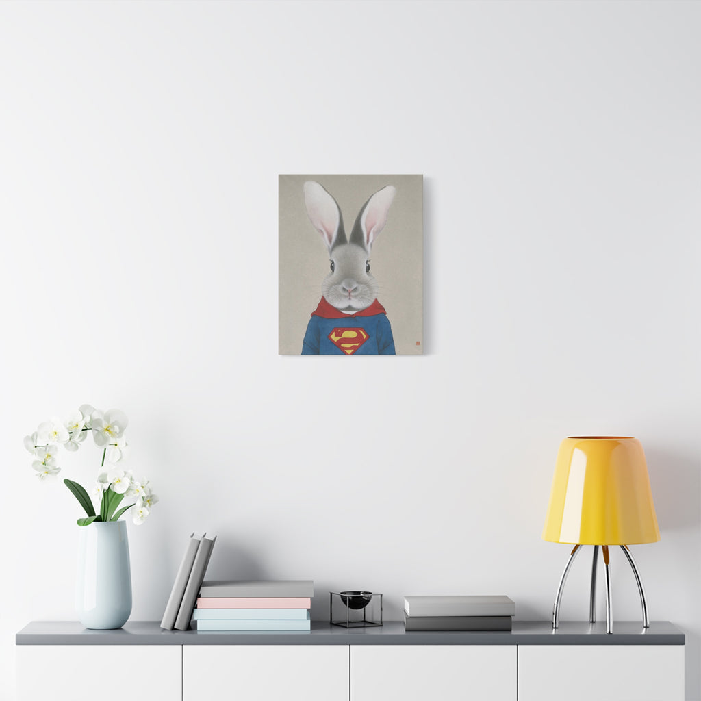 Superman Rabbit Chinese  Contemporary watercolor painting - Canvas Print