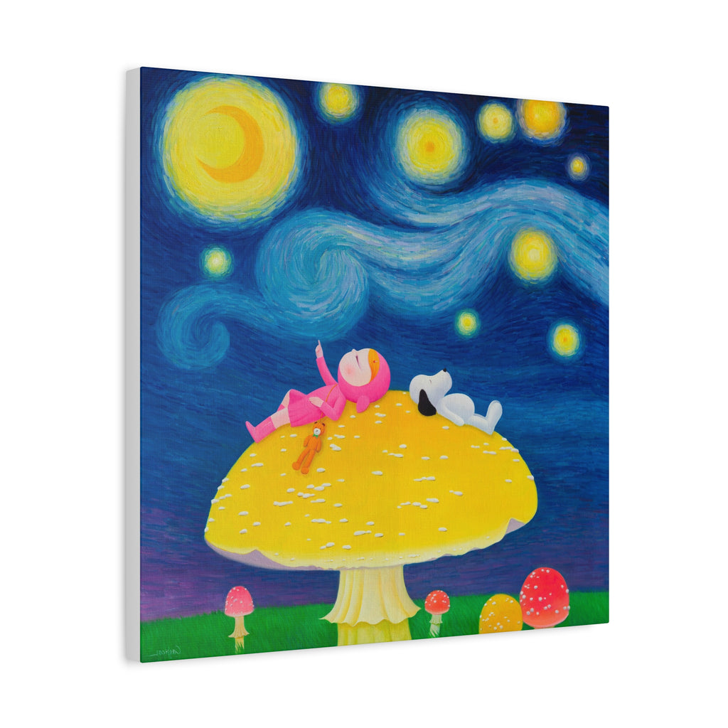 Little Girl with The Starry Night - Chinese Contemporary artist - Canvas Print - Artwork for kids