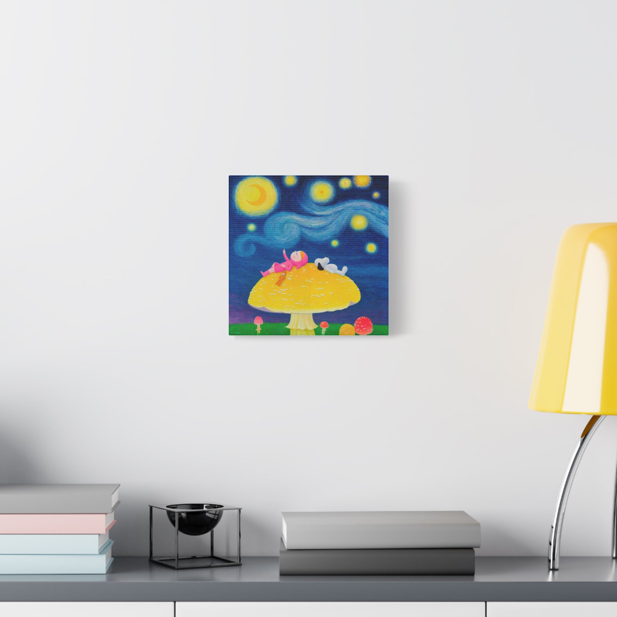 Little Girl with The Starry Night - Chinese Contemporary artist - Canvas Print - Artwork for kids
