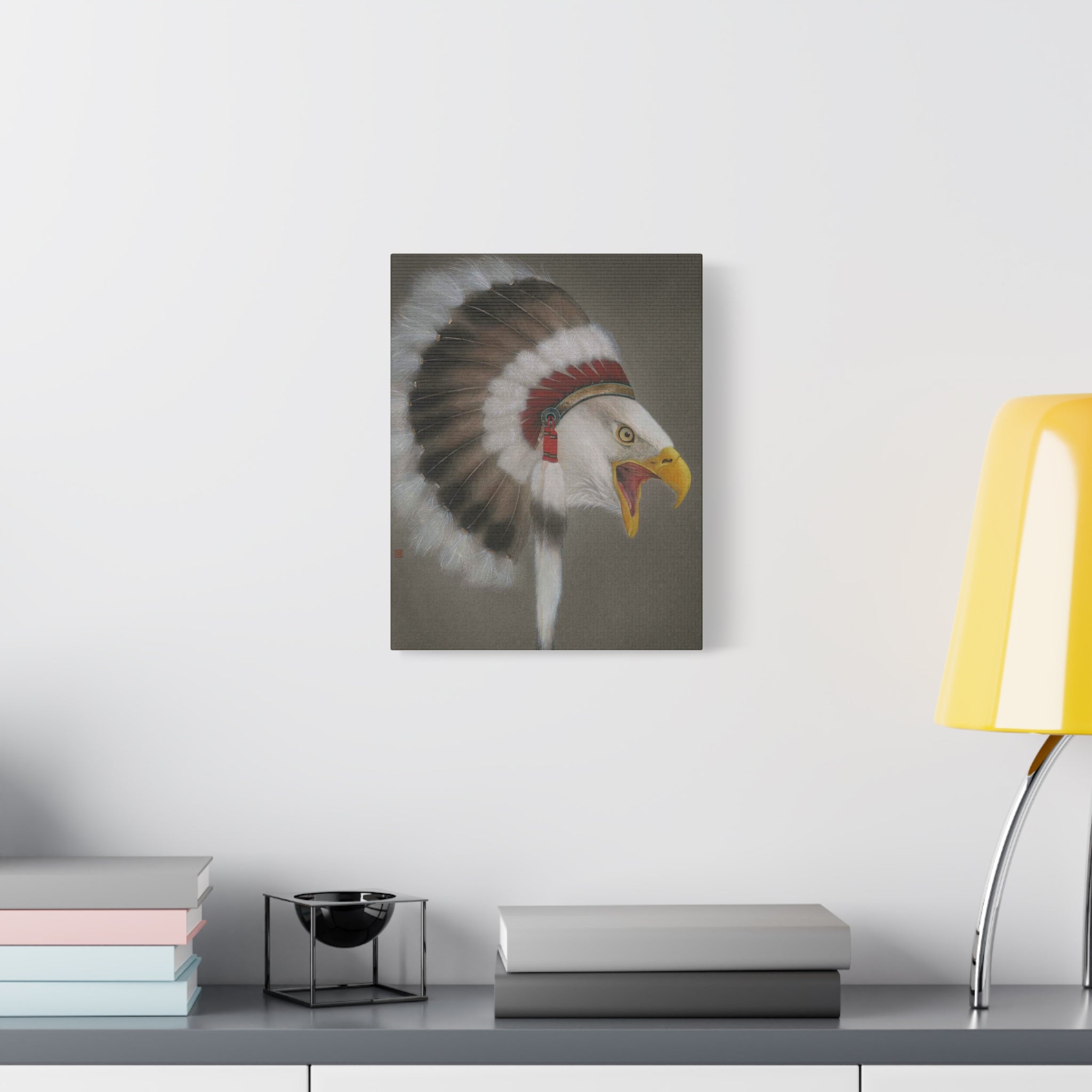 Chief Eagle -  Chinese  Contemporary watercolor painting - Canvas Print - Gift for New Year