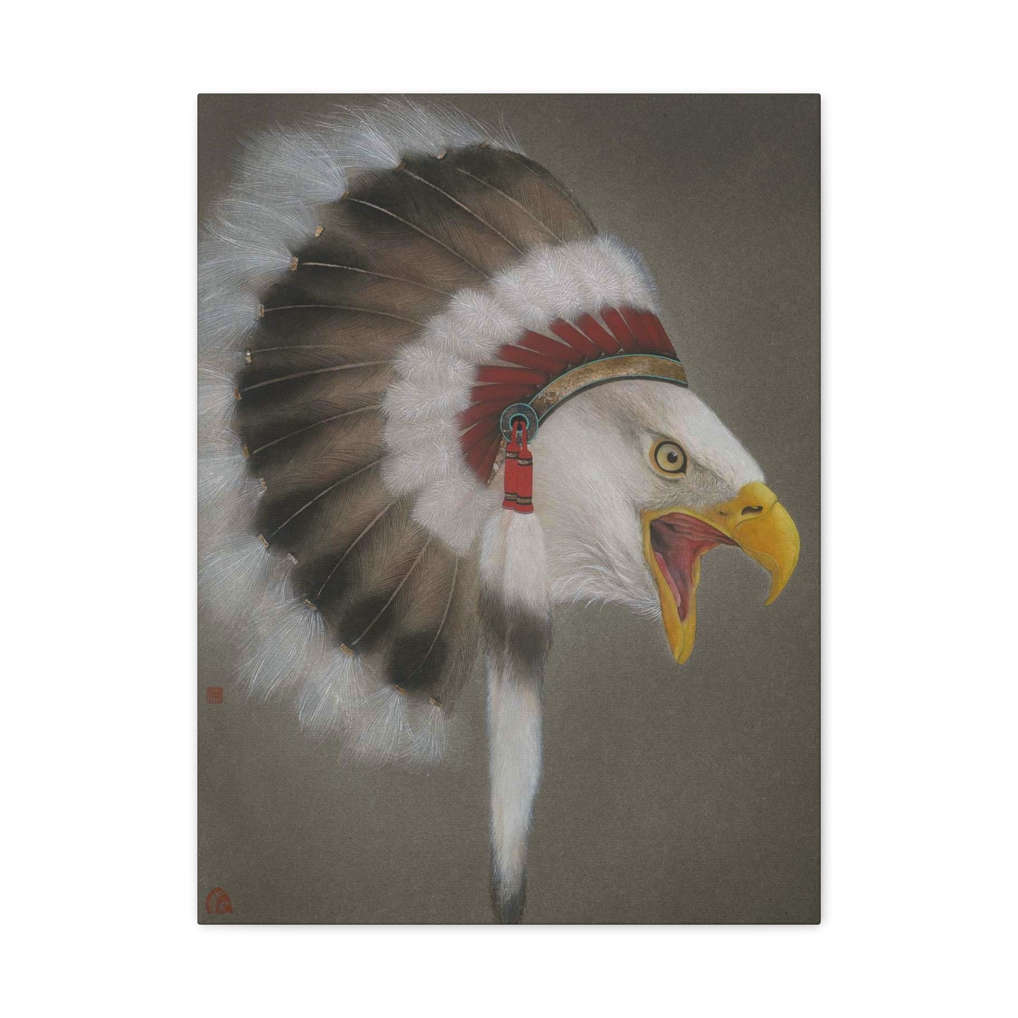 Chief Eagle -  Chinese  Contemporary watercolor painting - Canvas Print - Gift for New Year