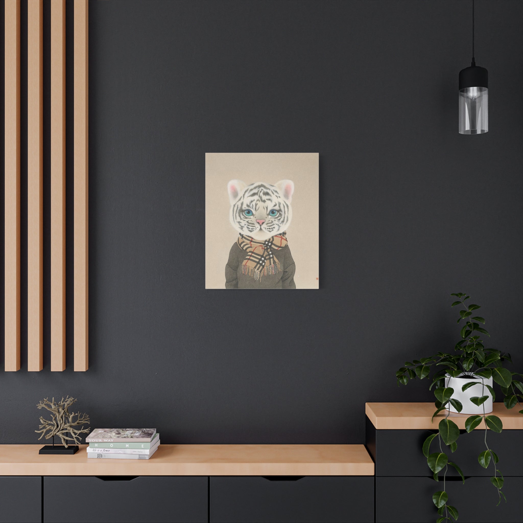 Tiger with scarf -  Chinese  Contemporary watercolor painting - Canvas Print