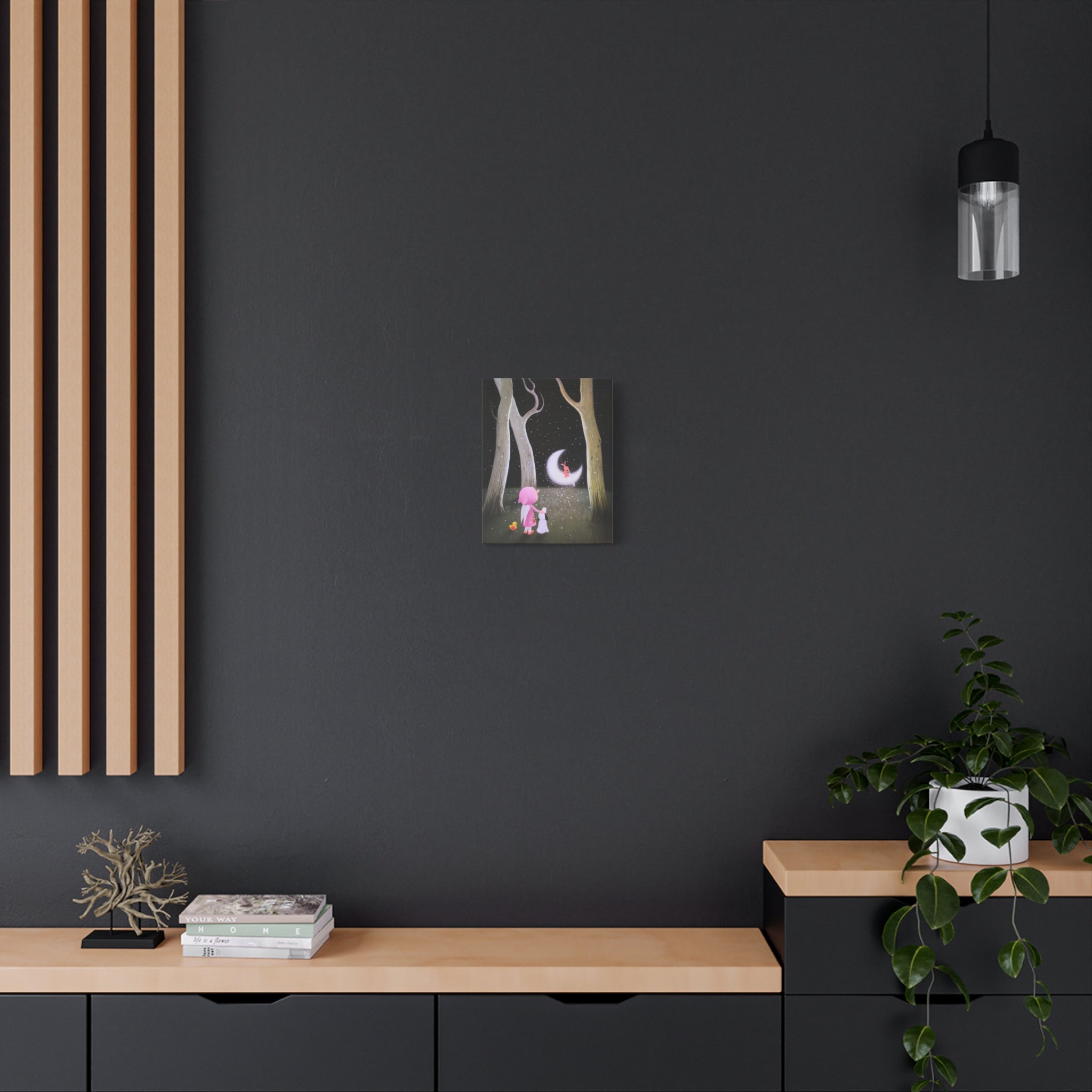 Little Girl with the Moon - Chinese Contemporary artist - Canvas Print - Artwork for kids