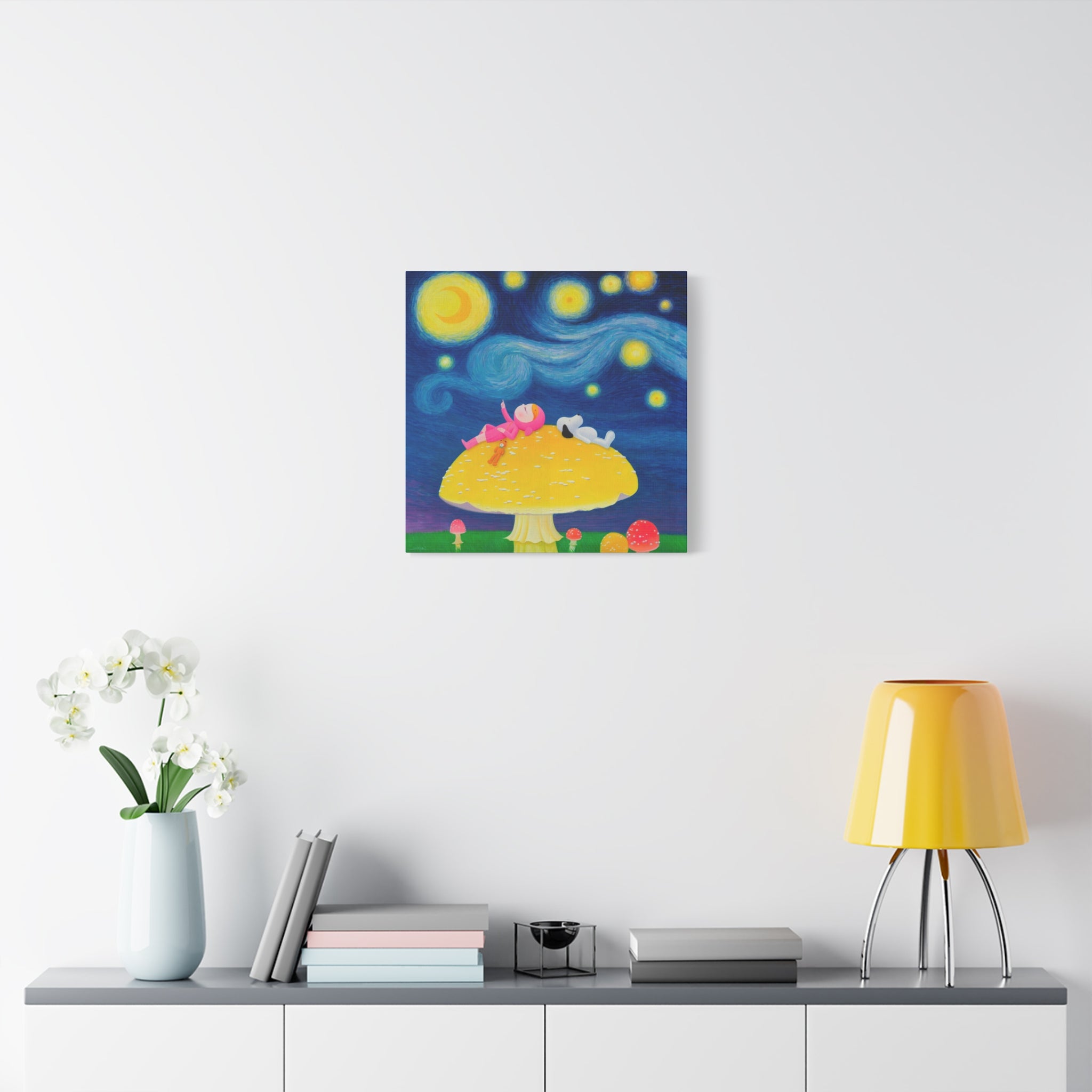 Little Girl with The Starry Night - Chinese Contemporary artist - Canvas Print - Artwork for kids