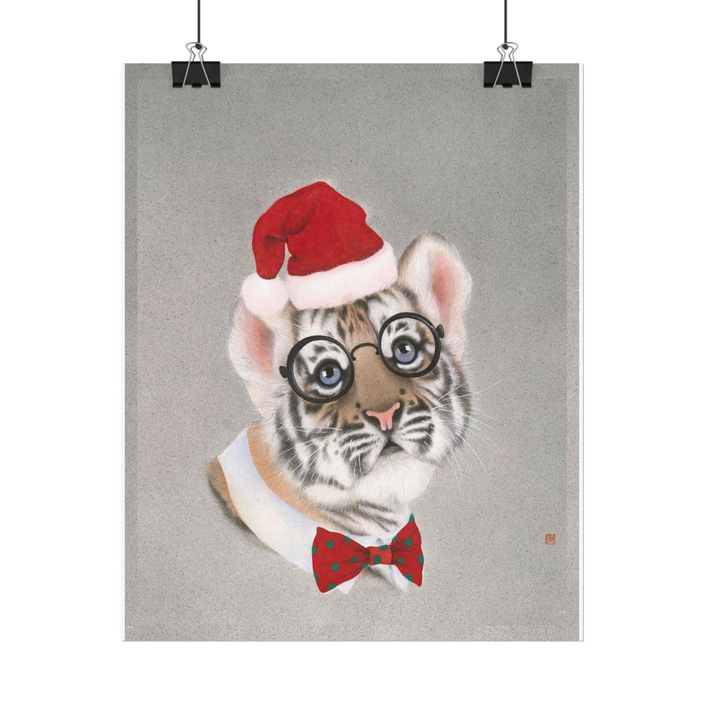 Christmas tiger Art Poster, Cute Animal Decor, Christmas Wall Art, Kids Room Decoration, Gift for Animal Lovers