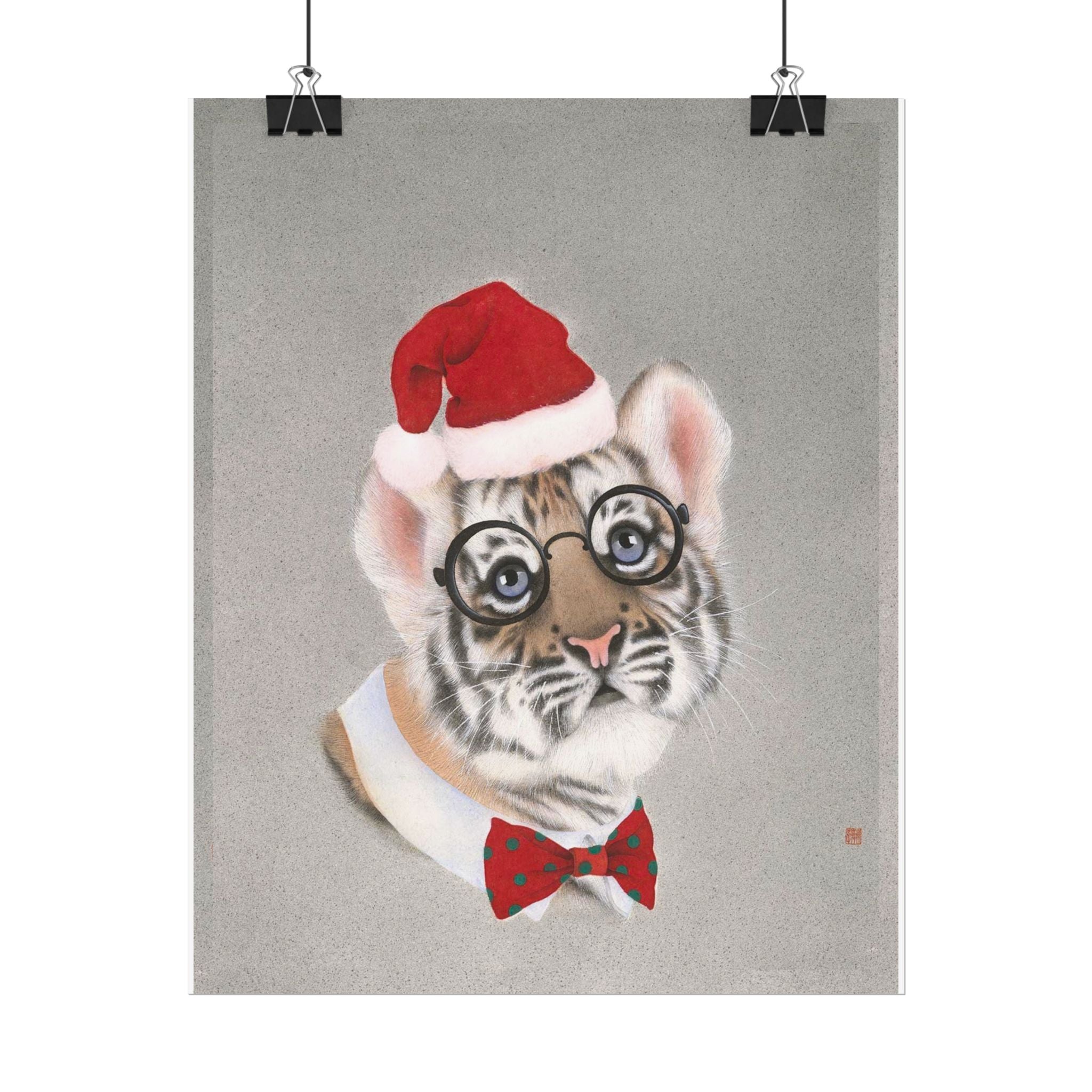 Christmas tiger Art Poster, Cute Animal Decor, Christmas Wall Art, Kids Room Decoration, Gift for Animal Lovers
