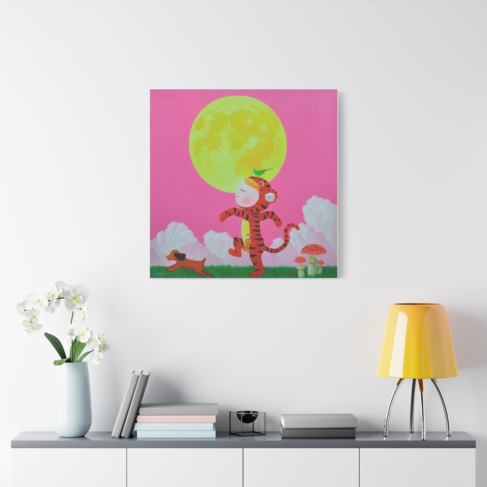 Walking under the moonlight - Chinese Contemporary artist - Canvas Print - Artwork for kids