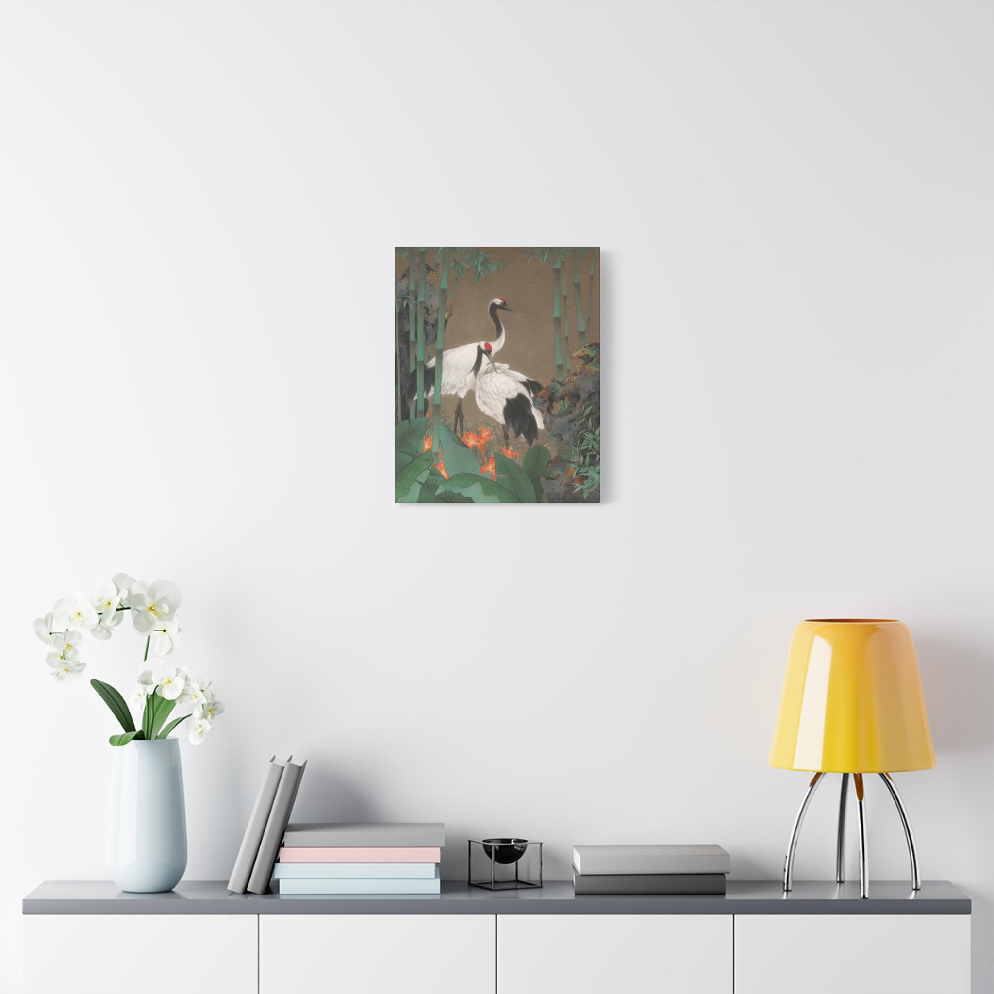 Red-crowned Crane -  Chinese  Contemporary watercolor painting - Canvas Print - Gift for year of Horse