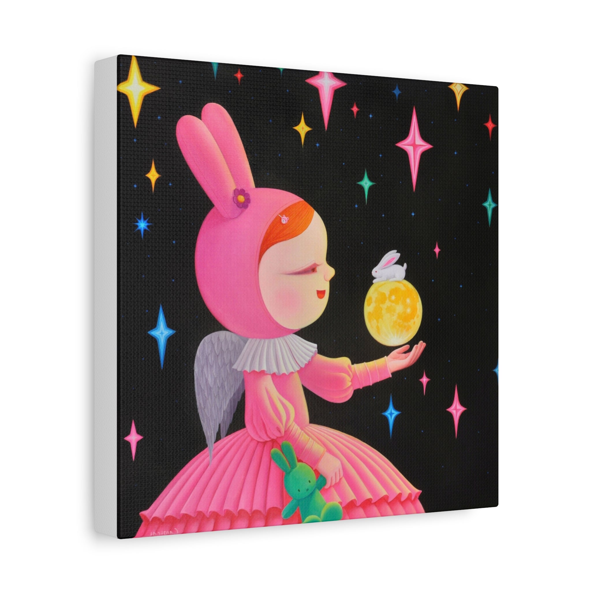 Little Girl with the moon- Chinese Contemporary artist - Canvas Print - Artwork for kids