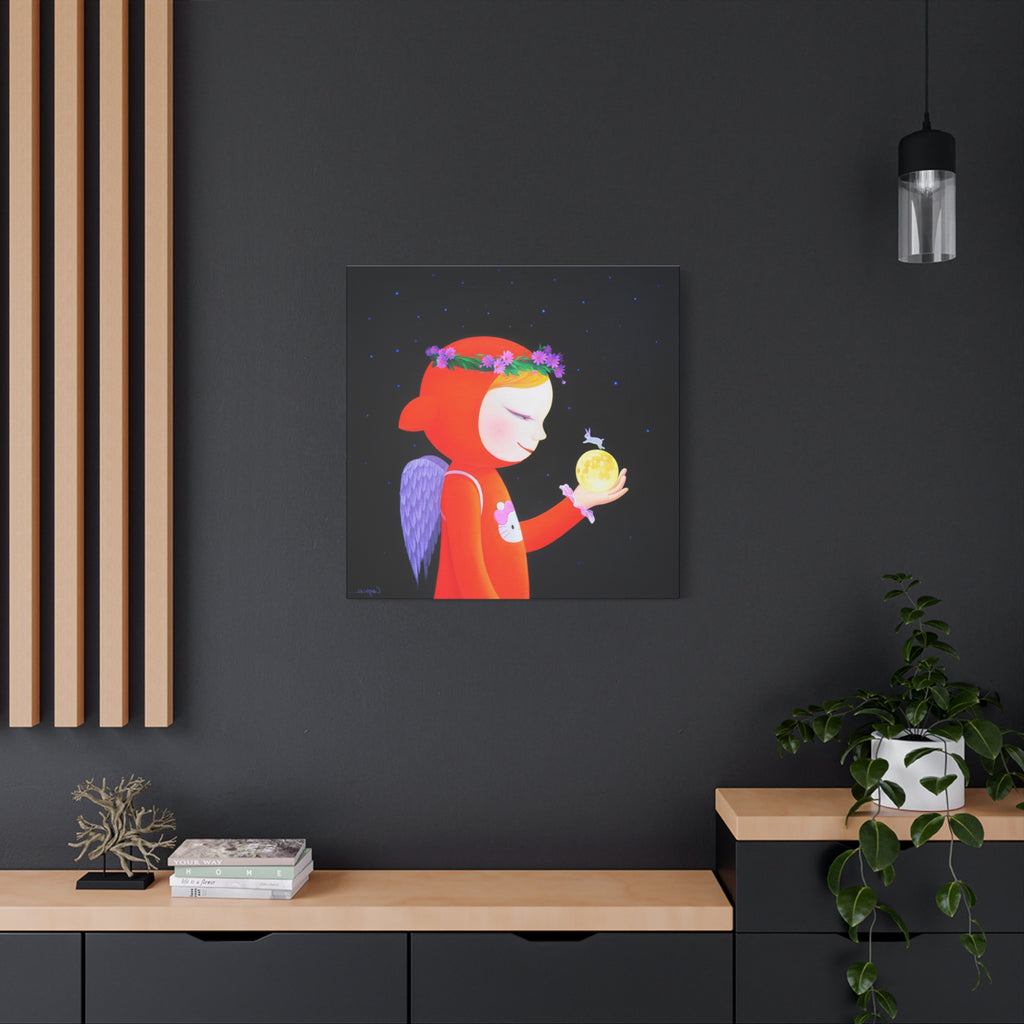 Little Girl with the Moon - Chinese Contemporary artist - Canvas Print - Artwork for kids