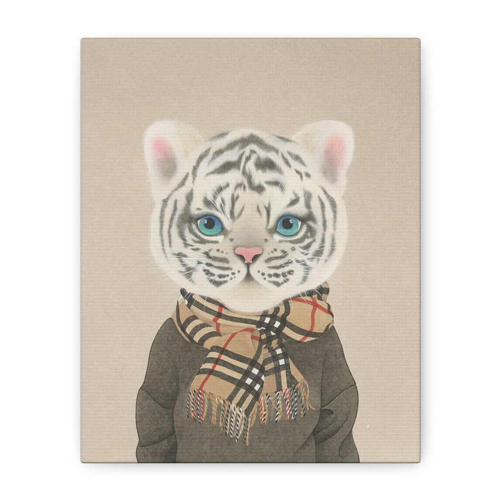 Tiger with scarf -  Chinese  Contemporary watercolor painting - Canvas Print