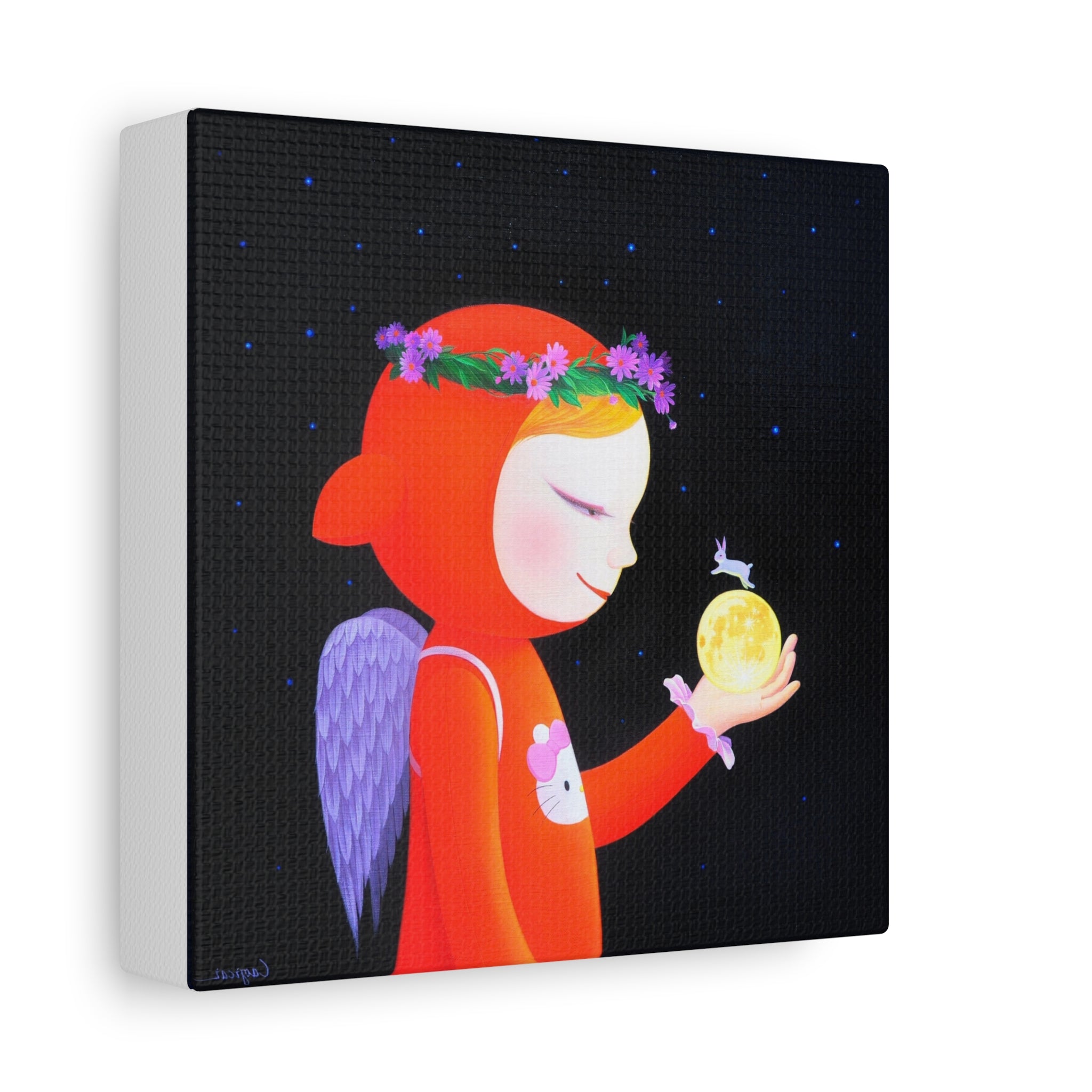 Little Girl with the Moon - Chinese Contemporary artist - Canvas Print - Artwork for kids