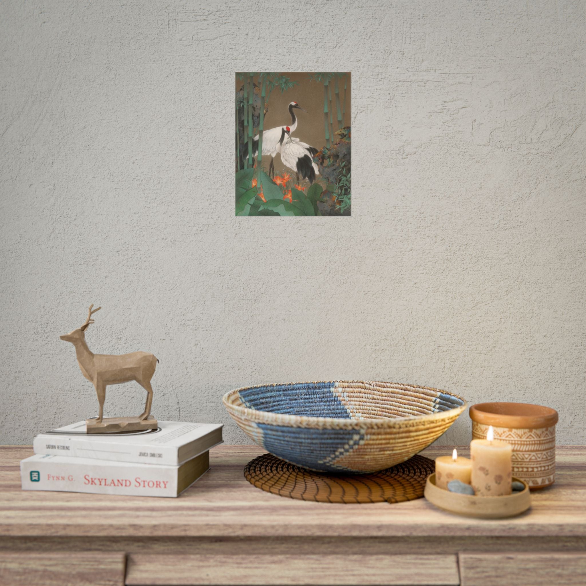 Red-crowned Crane Art Poster, Cute Animal Decor, Christmas Wall Art, Kids Room Decoration, Gift for Animal Lovers
