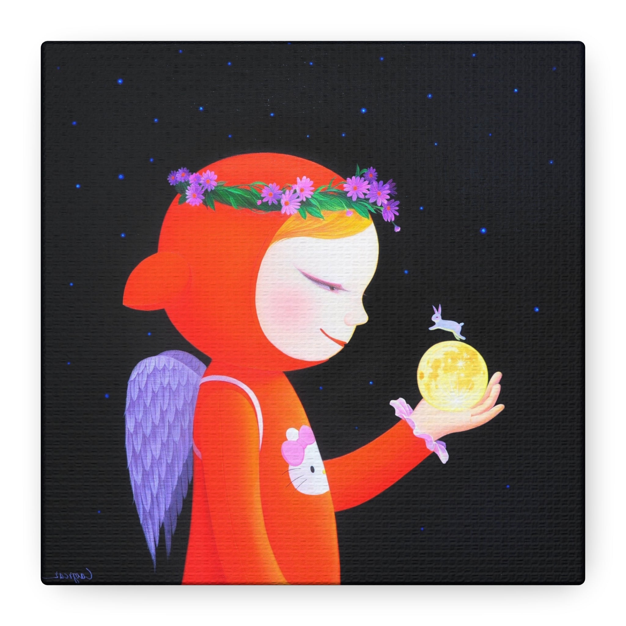 Little Girl with the Moon - Chinese Contemporary artist - Canvas Print - Artwork for kids