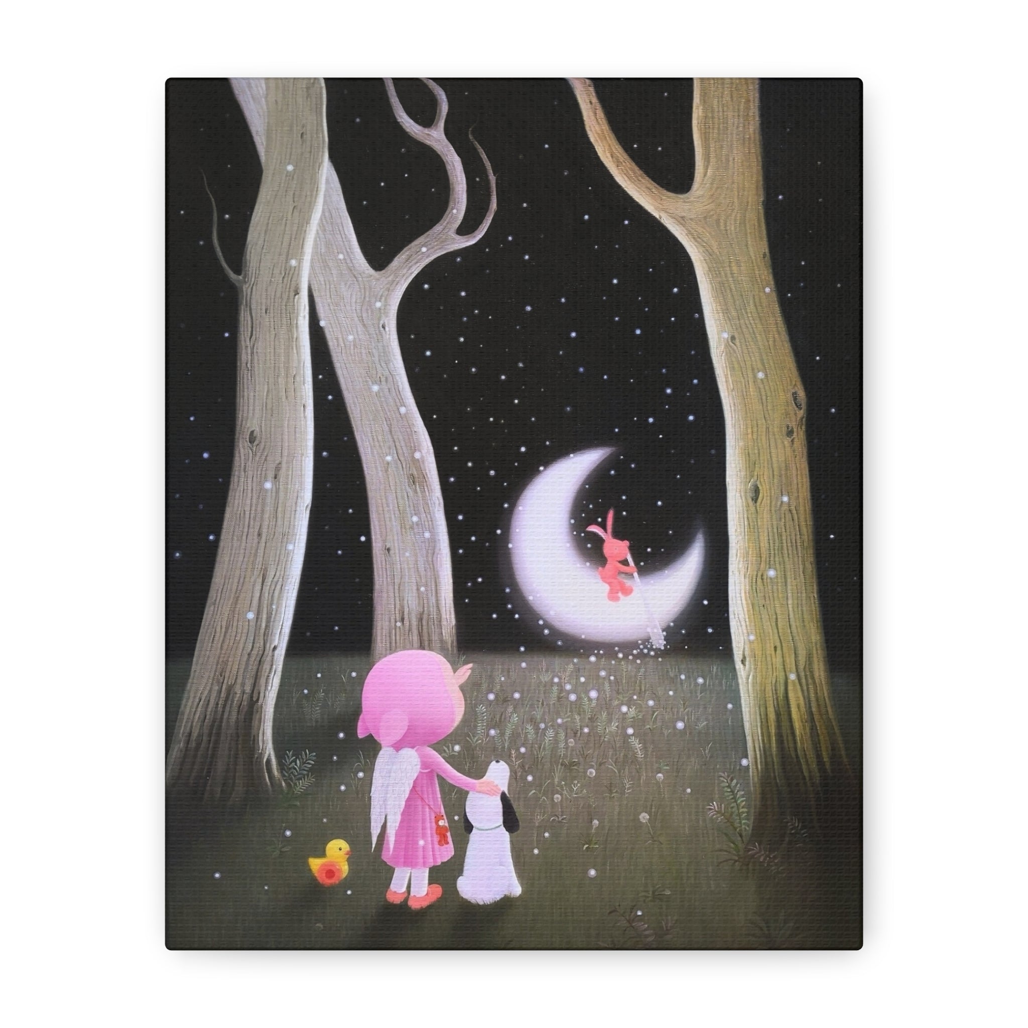 Little Girl with the Moon - Chinese Contemporary artist - Canvas Print - Artwork for kids