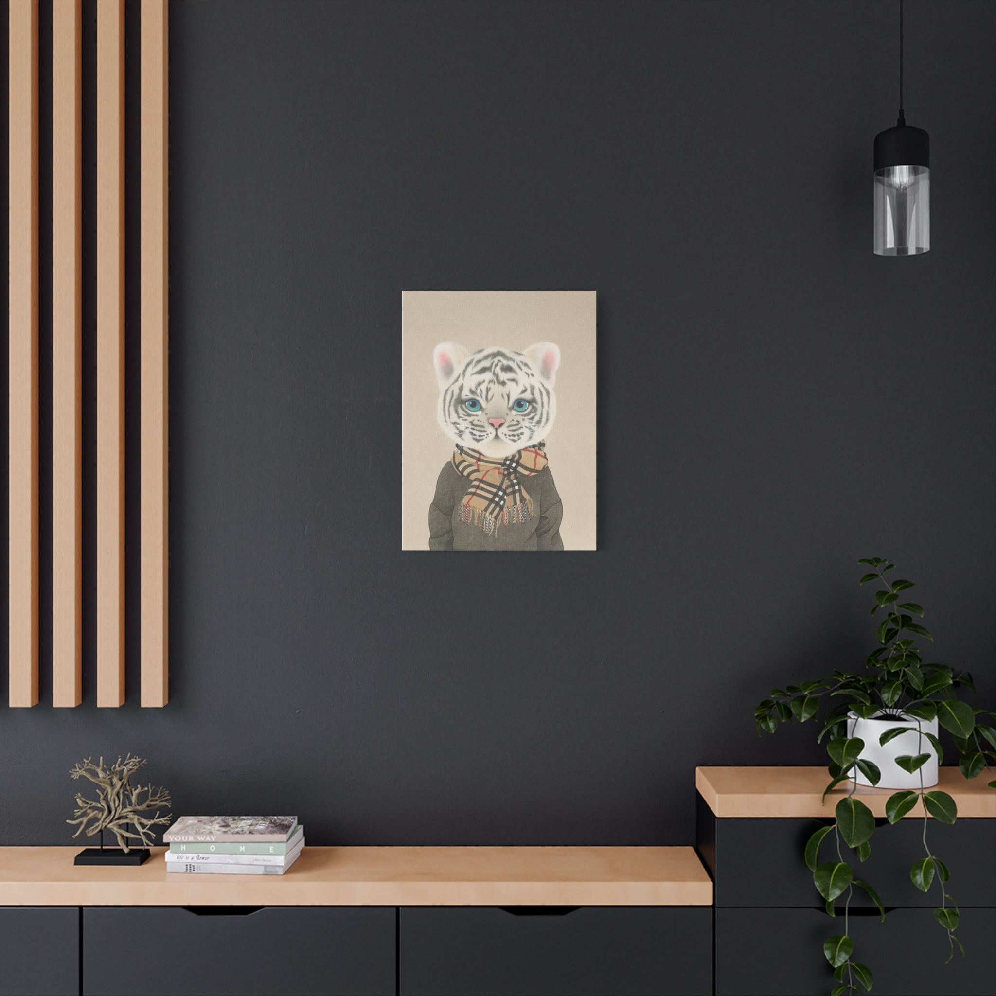 Tiger with scarf -  Chinese  Contemporary watercolor painting - Canvas Print