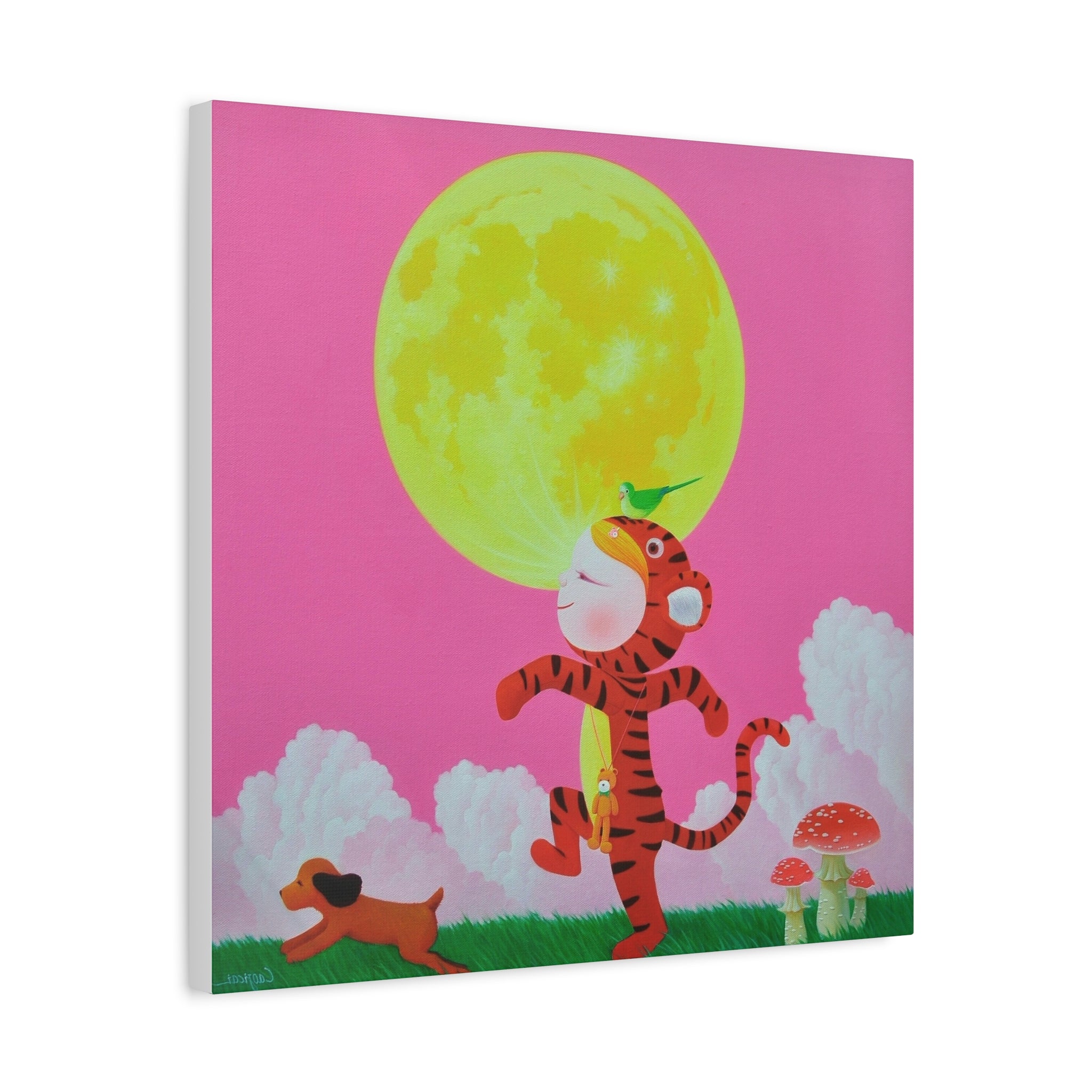 Walking under the moonlight - Chinese Contemporary artist - Canvas Print - Artwork for kids