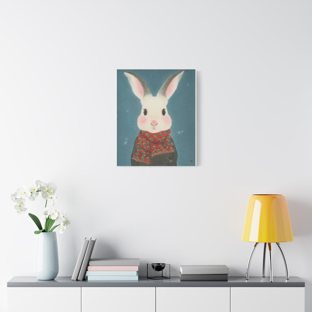Rabbit with scarf Chinese  Contemporary watercolor painting - Canvas Print