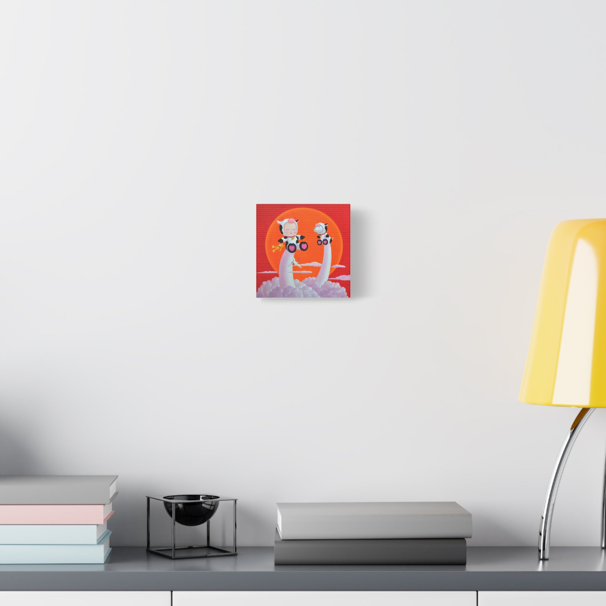 Little Girl with the cow- Chinese Contemporary artist - Canvas Print - Artwork for kids