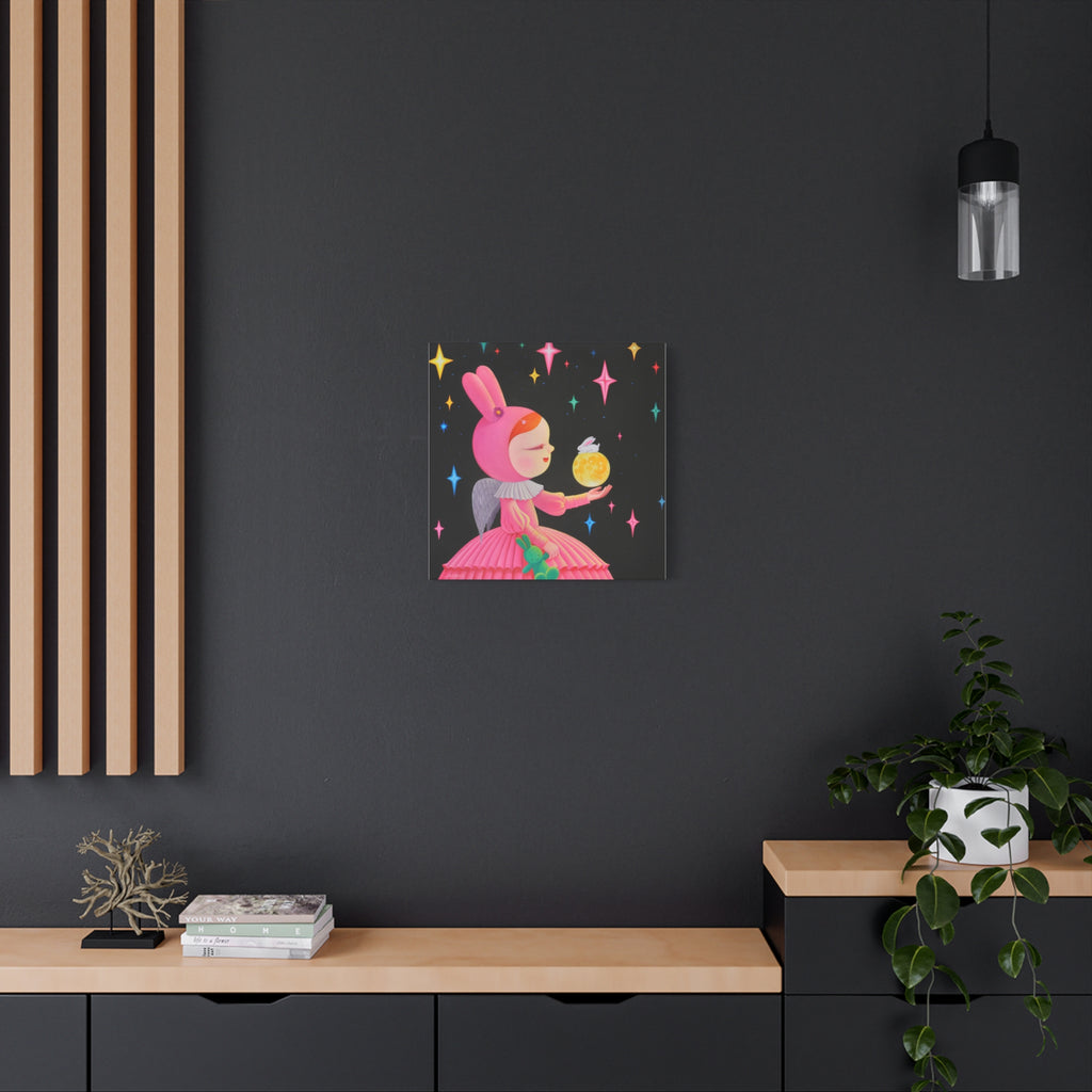 Little Girl with the moon- Chinese Contemporary artist - Canvas Print - Artwork for kids