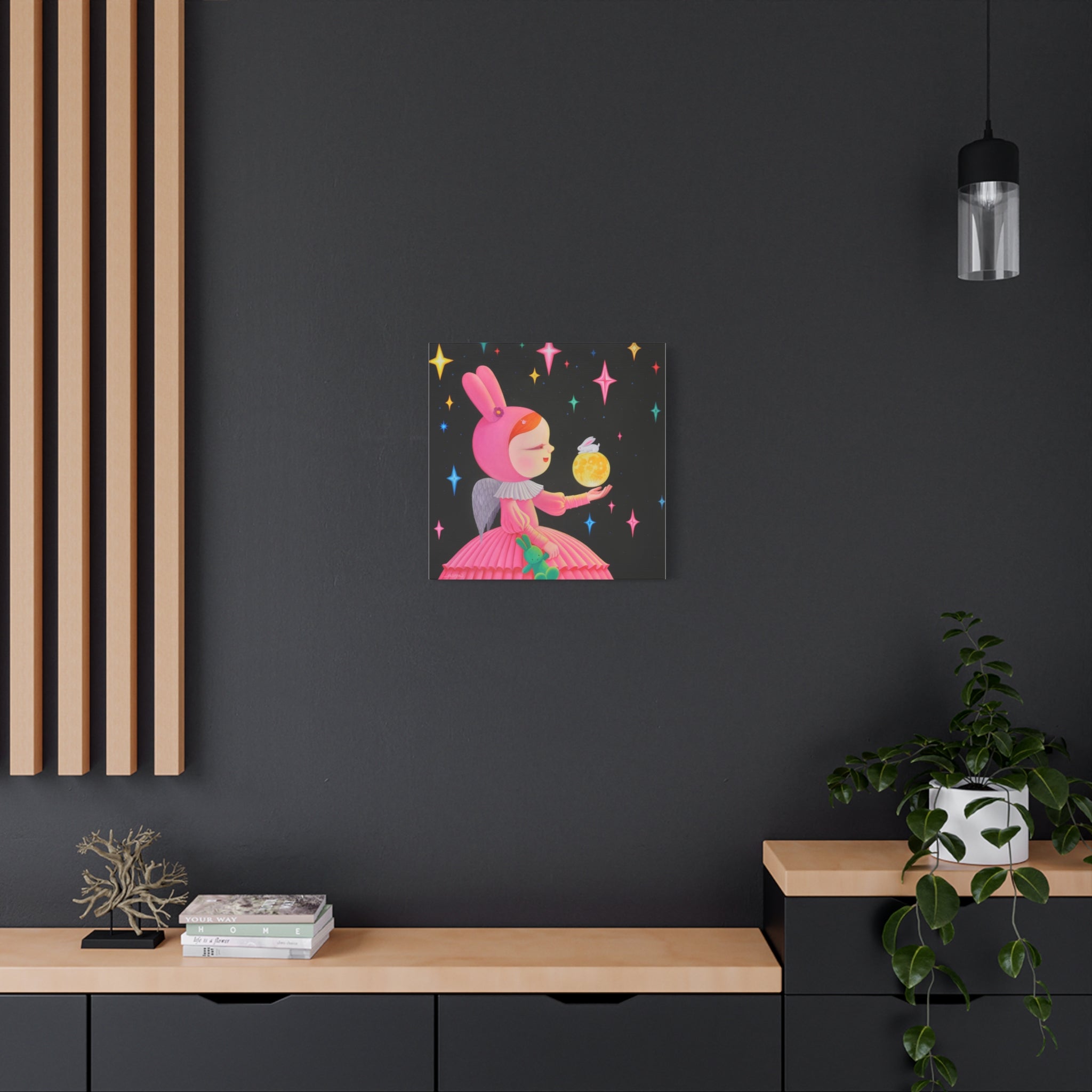 Little Girl with the moon- Chinese Contemporary artist - Canvas Print - Artwork for kids