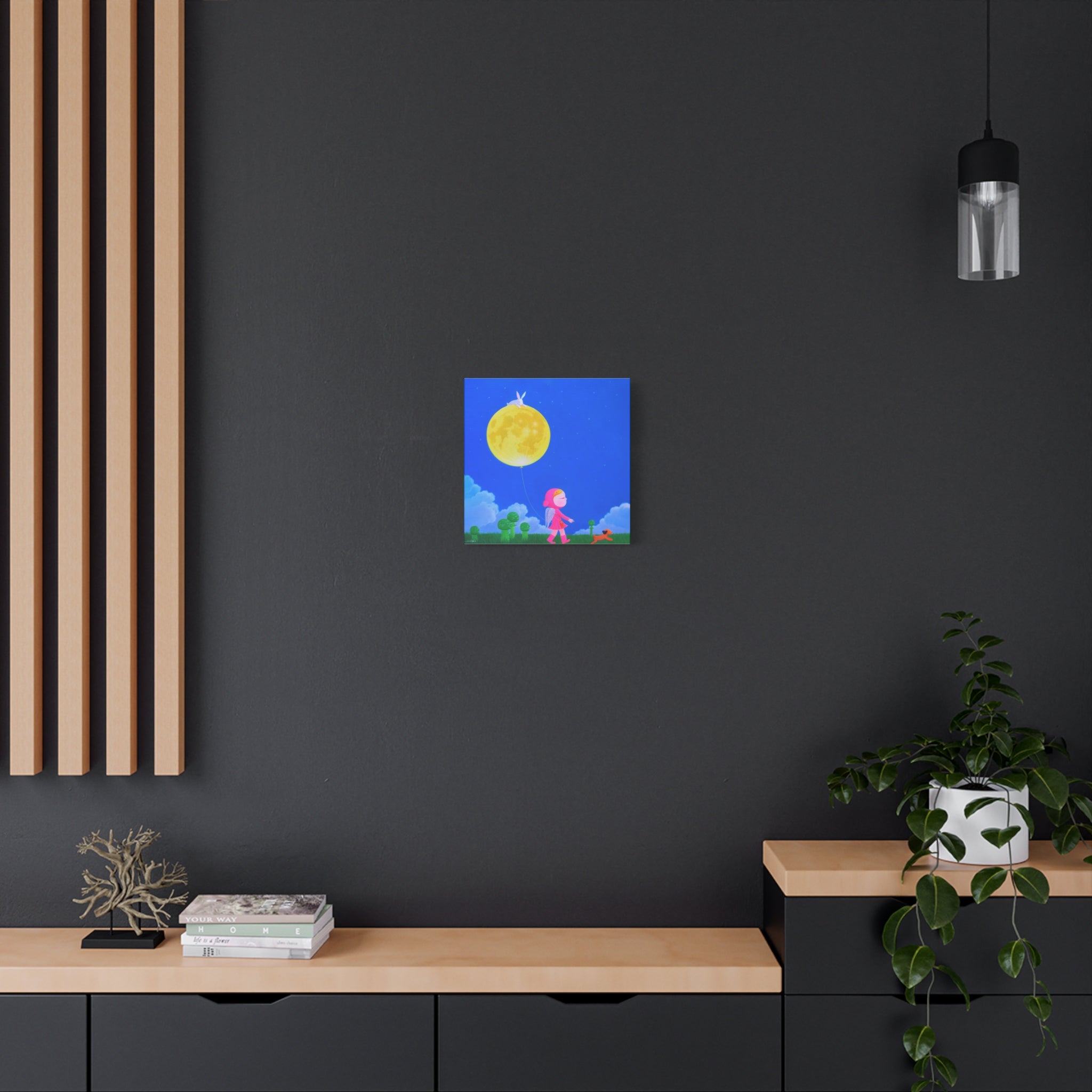 Walking under the moonlight - Chinese Contemporary artist - Canvas Print - Artwork for kids