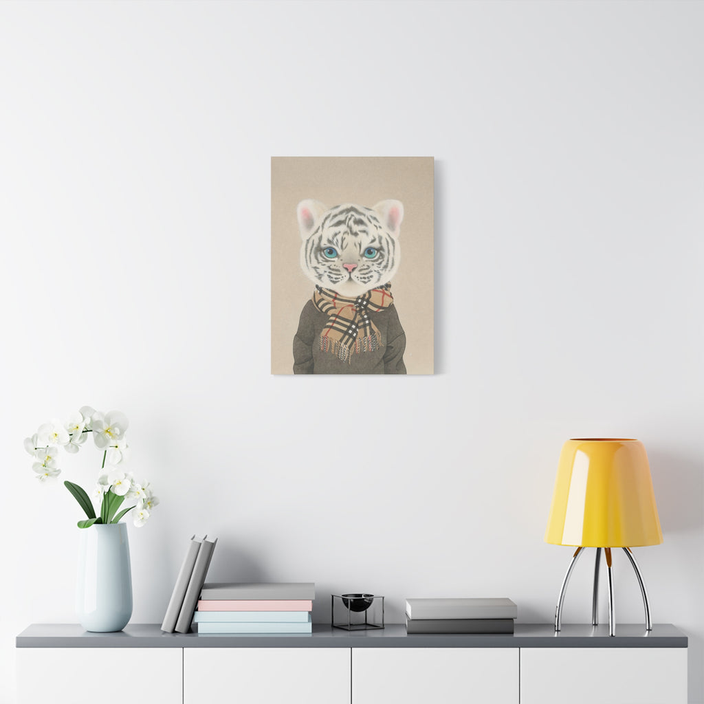 Tiger with scarf -  Chinese  Contemporary watercolor painting - Canvas Print