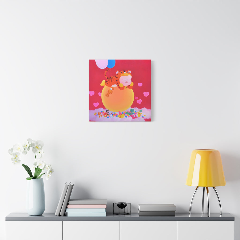 Little Girl with The Teddy Bear - Chinese Contemporary artist - Canvas Print - Artwork for kids