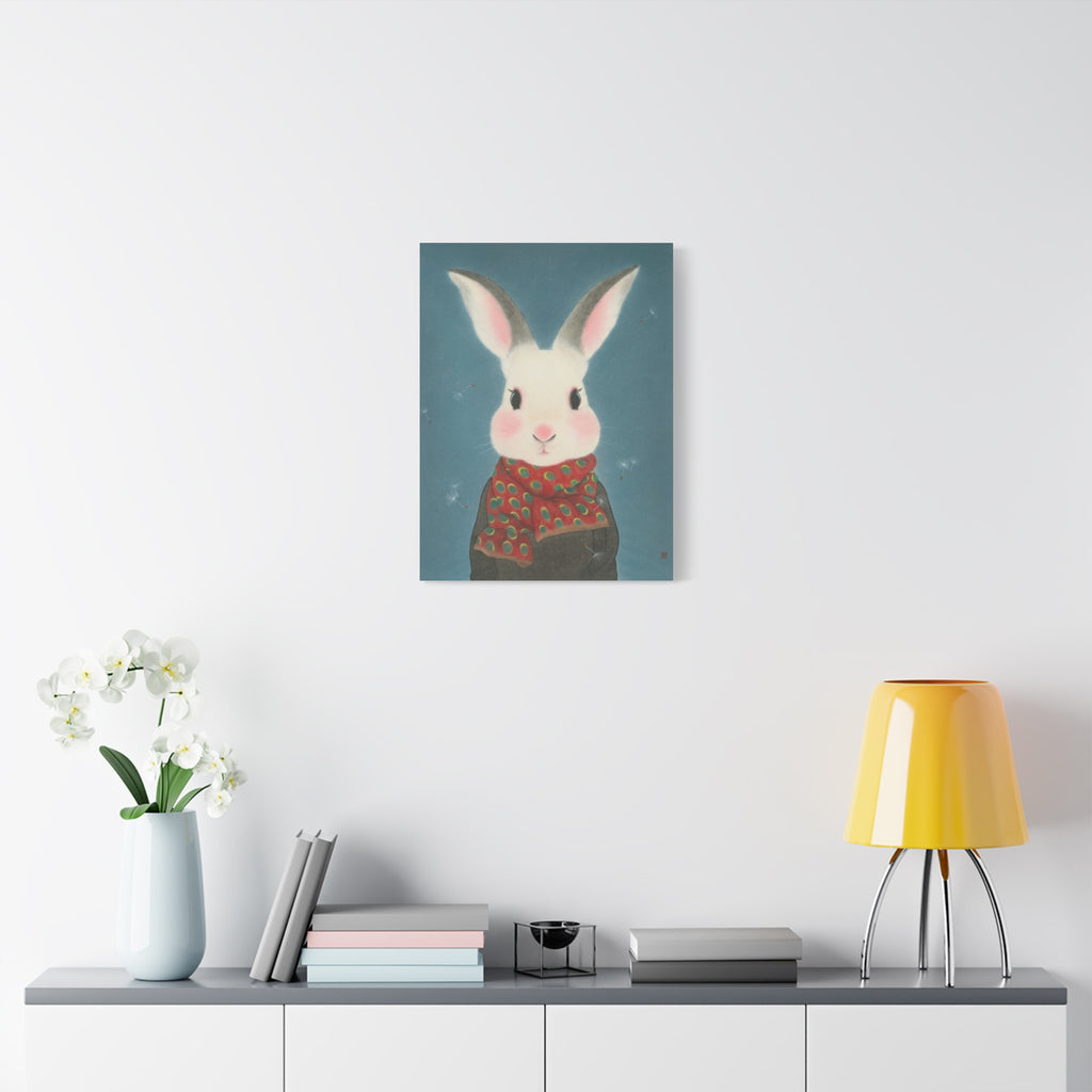 Rabbit with scarf Chinese  Contemporary watercolor painting - Canvas Print