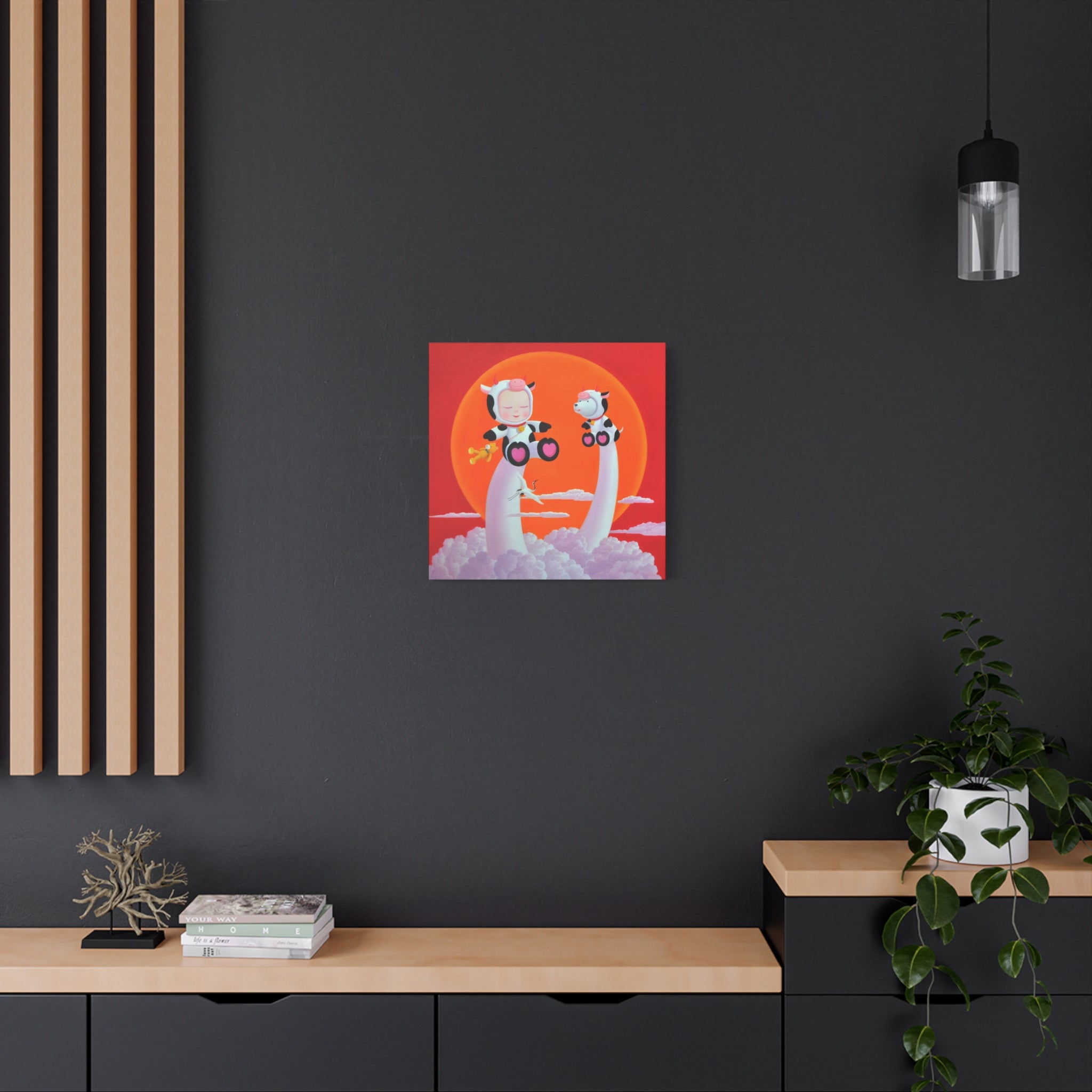 Little Girl with the cow- Chinese Contemporary artist - Canvas Print - Artwork for kids