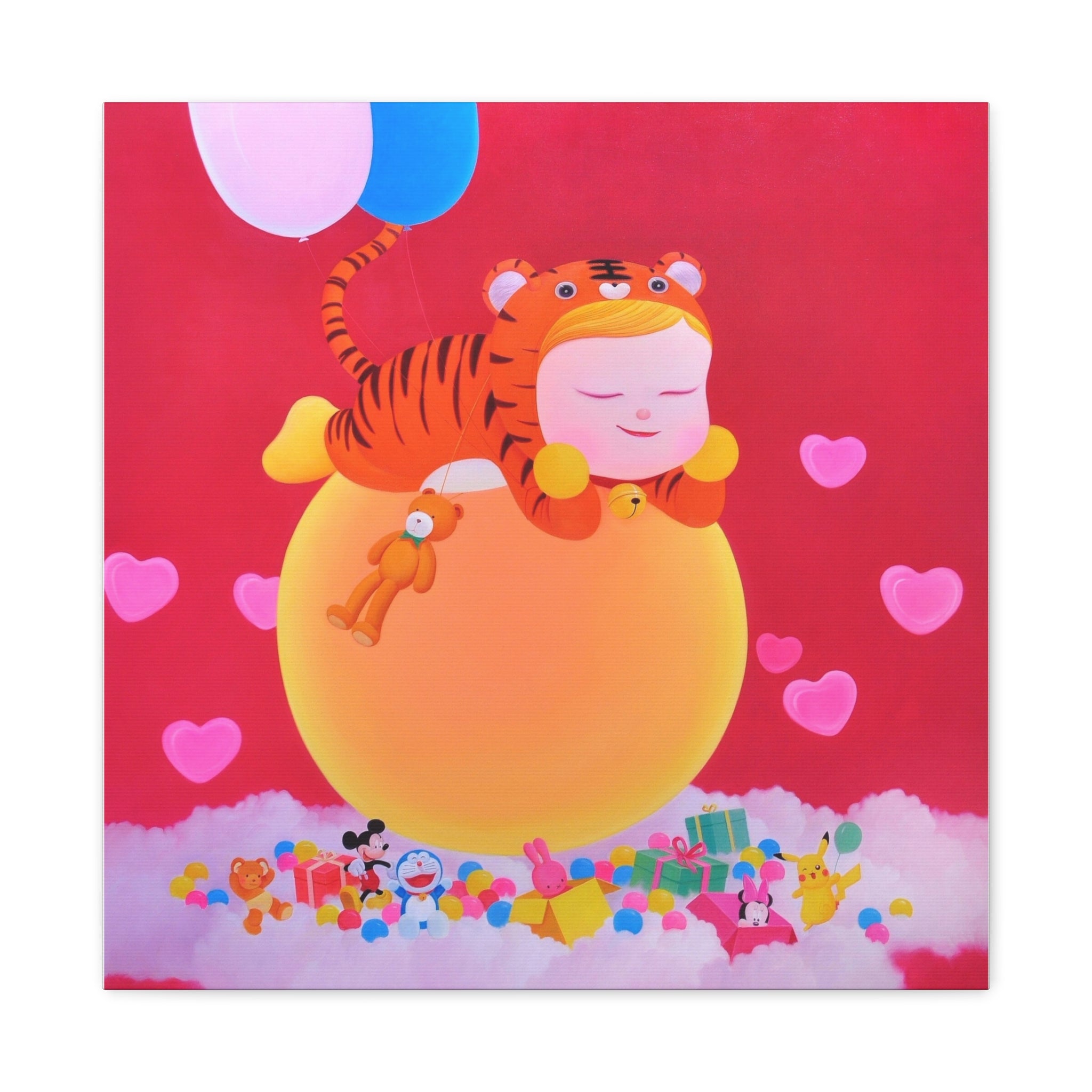 Little Girl with The Teddy Bear - Chinese Contemporary artist - Canvas Print - Artwork for kids