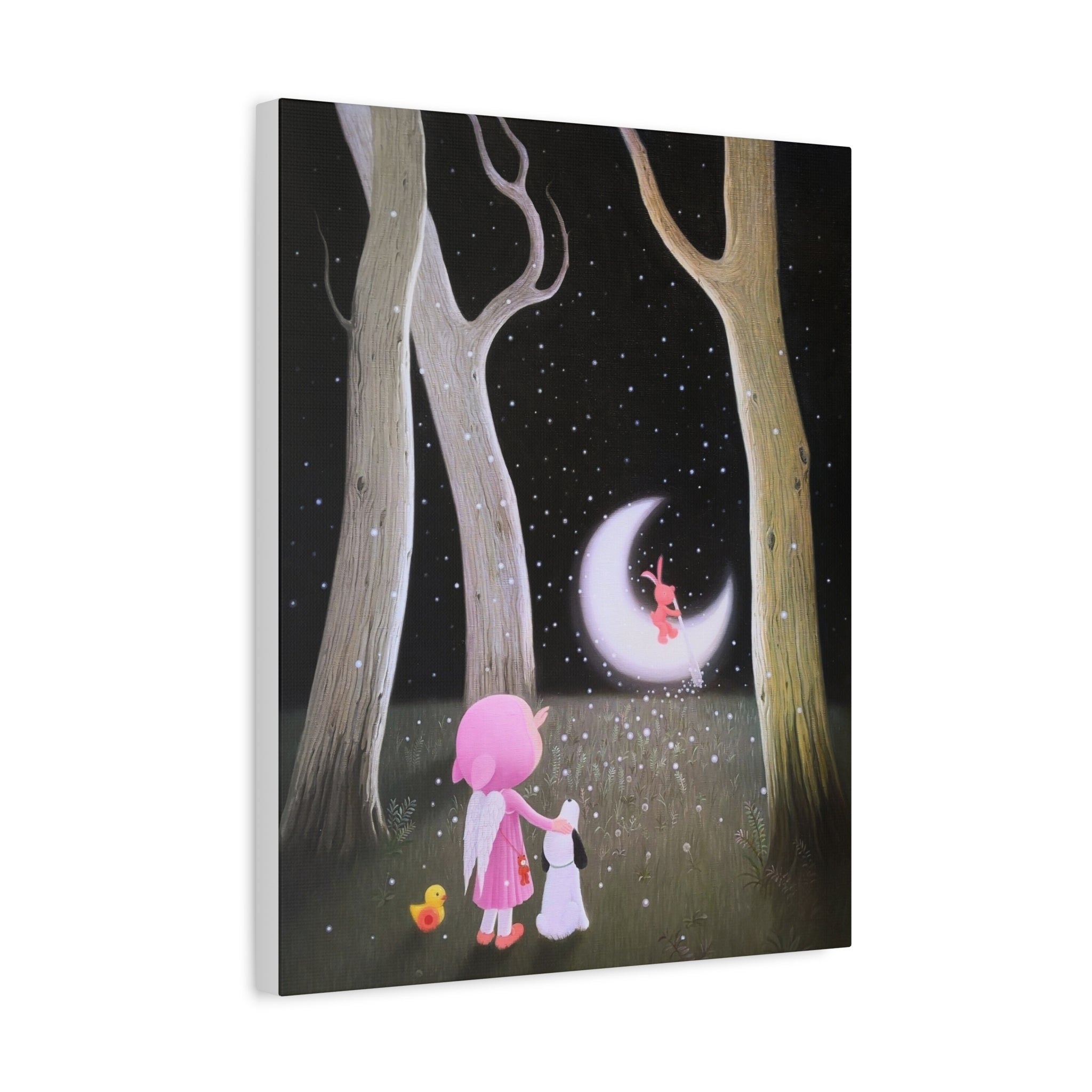Little Girl with the Moon - Chinese Contemporary artist - Canvas Print - Artwork for kids