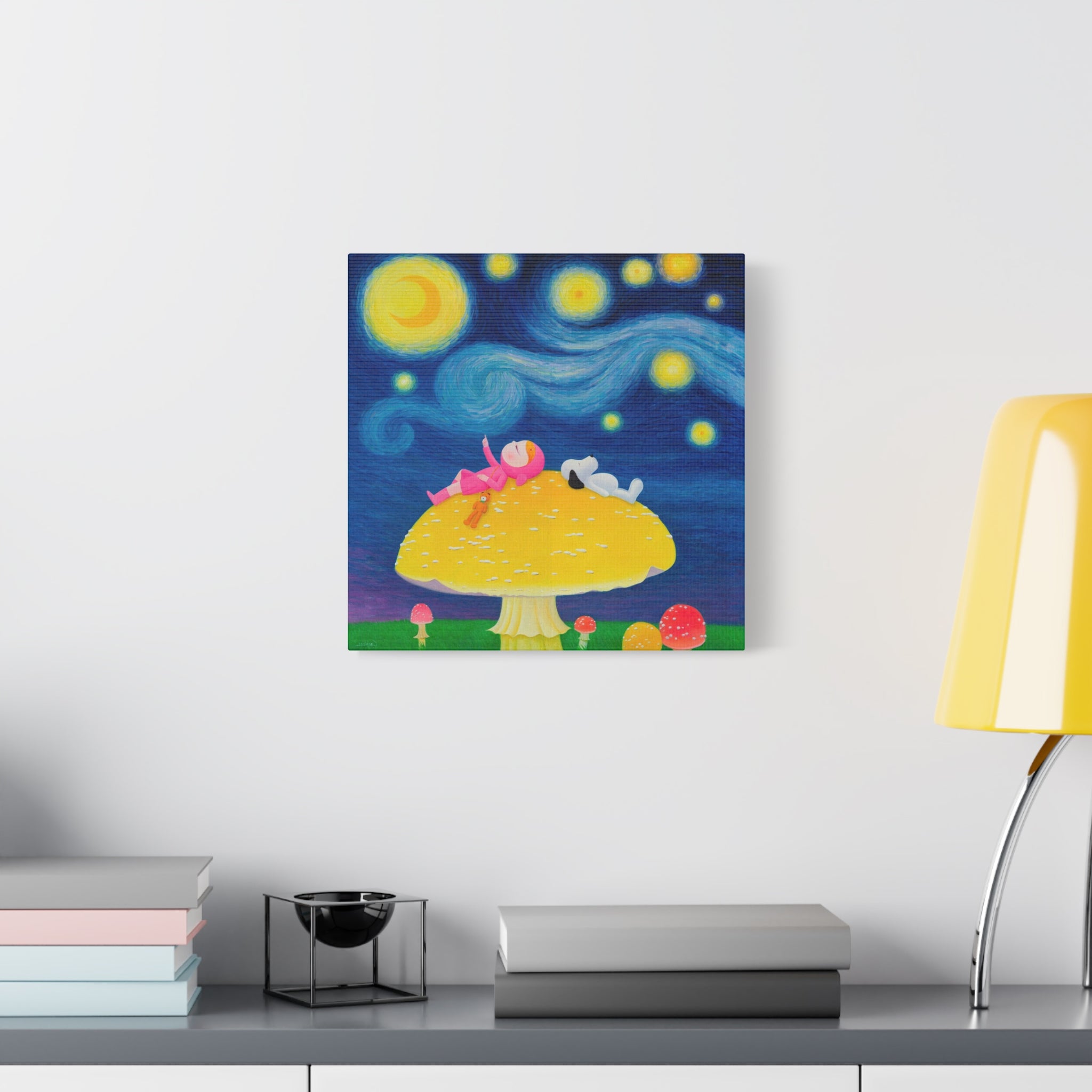 Little Girl with The Starry Night - Chinese Contemporary artist - Canvas Print - Artwork for kids
