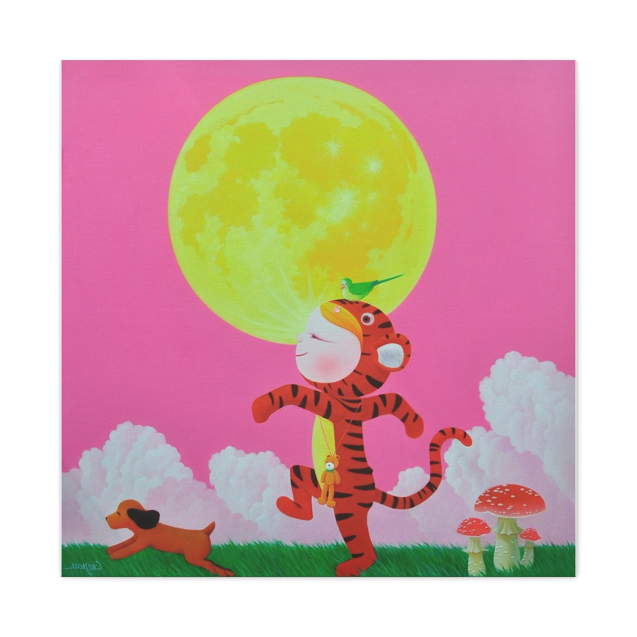 Walking under the moonlight - Chinese Contemporary artist - Canvas Print - Artwork for kids