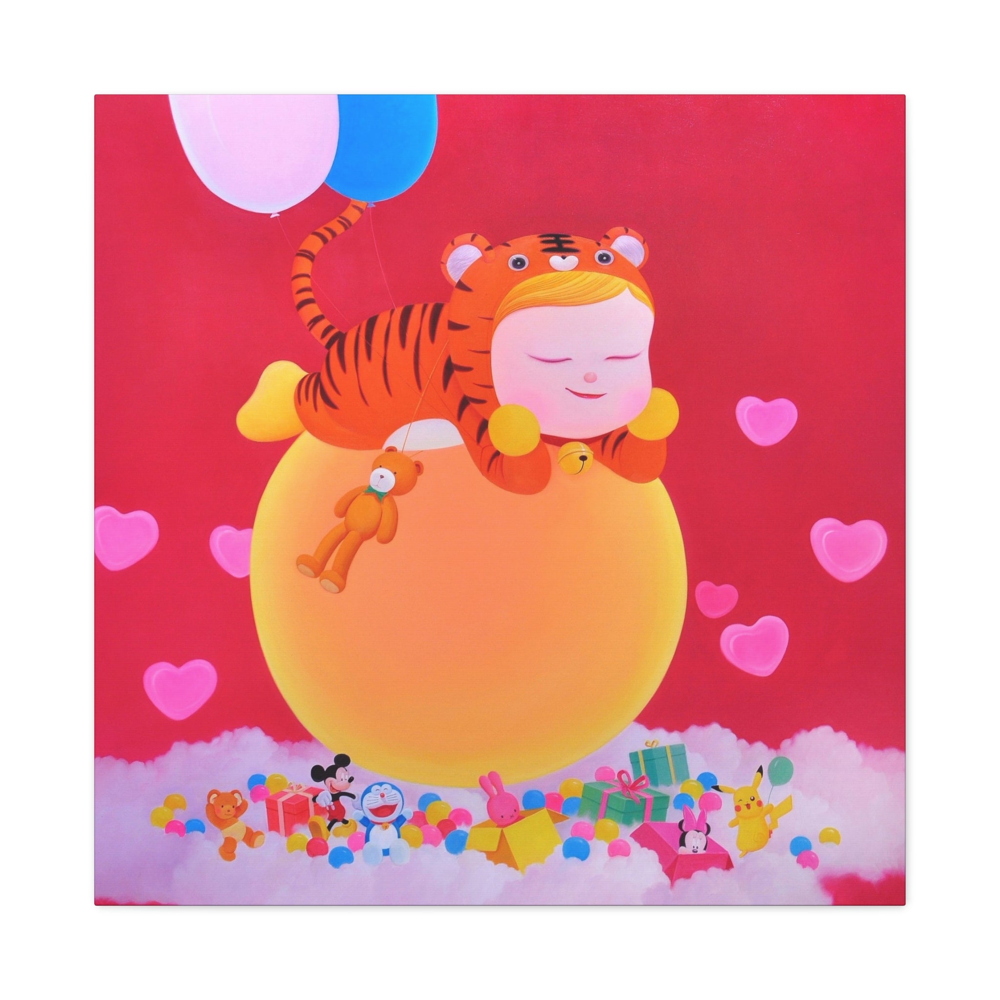Little Girl with The Teddy Bear - Chinese Contemporary artist - Canvas Print - Artwork for kids