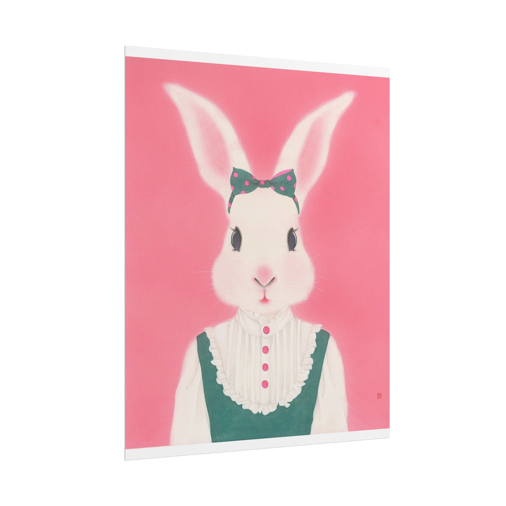 Cute Rabbit Art Poster, Cute Animal Decor, Christmas Wall Art, Kids Room Decoration, Gift for Animal Lovers