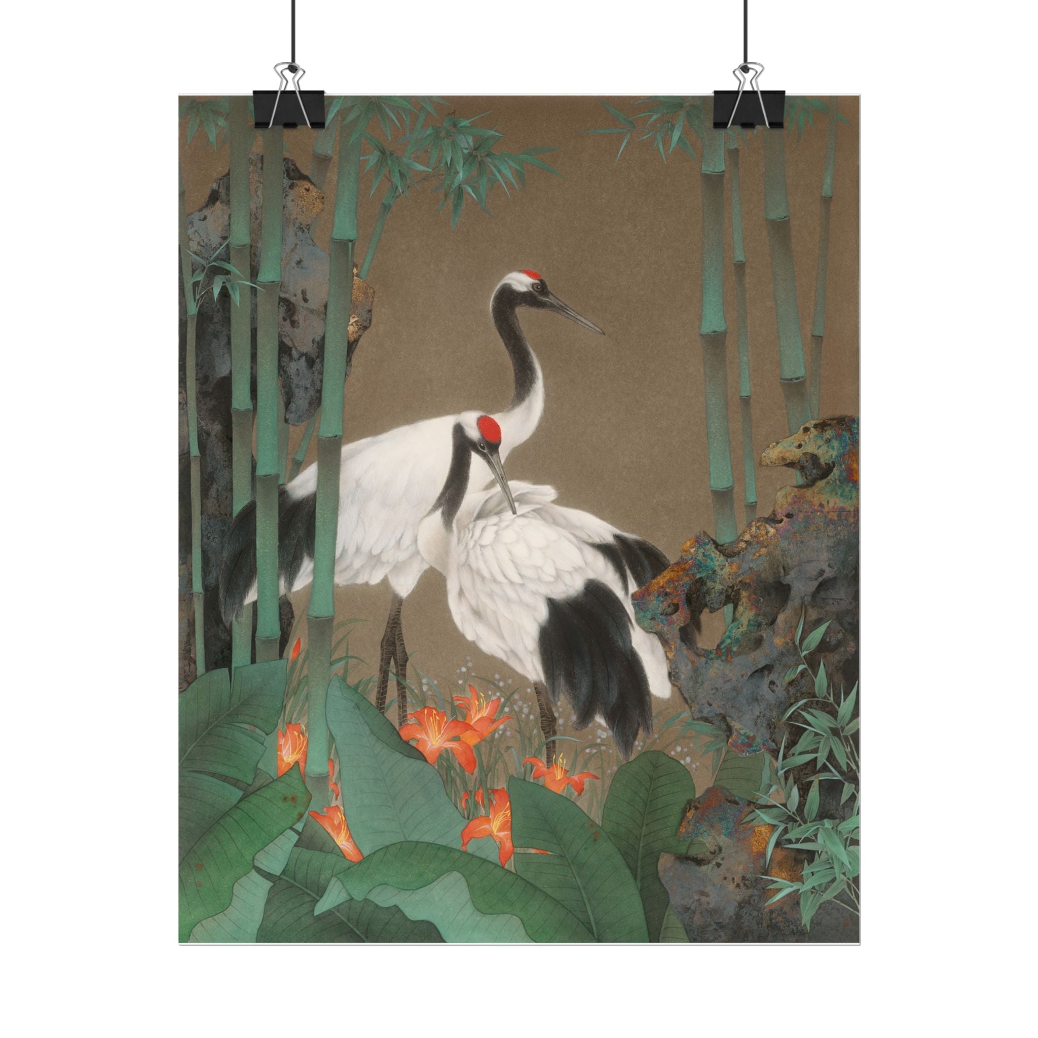 Red-crowned Crane Art Poster, Cute Animal Decor, Christmas Wall Art, Kids Room Decoration, Gift for Animal Lovers