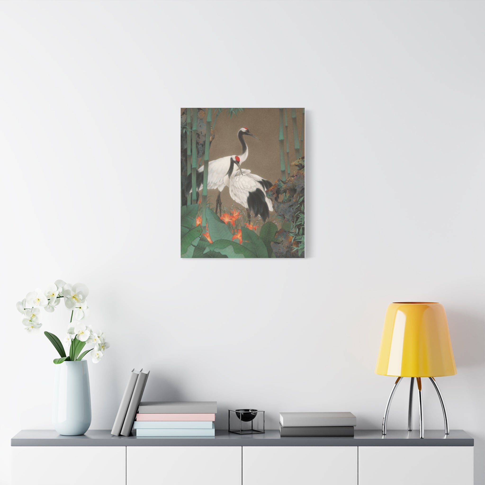 Red-crowned Crane -  Chinese  Contemporary watercolor painting - Canvas Print - Gift for year of Horse