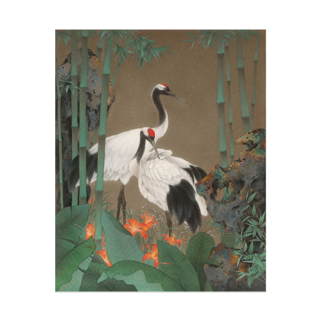 Red-crowned Crane Art Poster, Cute Animal Decor, Christmas Wall Art, Kids Room Decoration, Gift for Animal Lovers