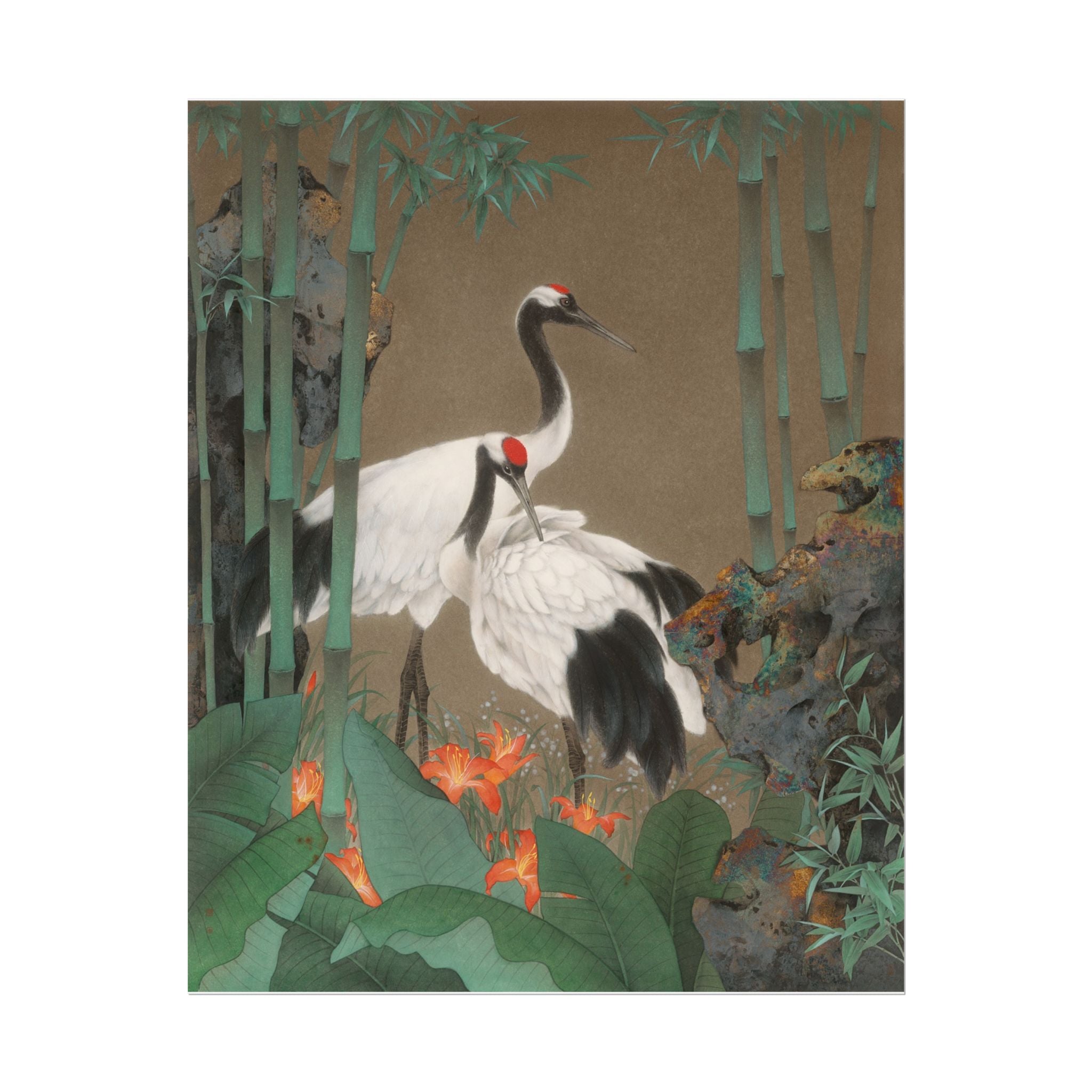 Red-crowned Crane Art Poster, Cute Animal Decor, Christmas Wall Art, Kids Room Decoration, Gift for Animal Lovers