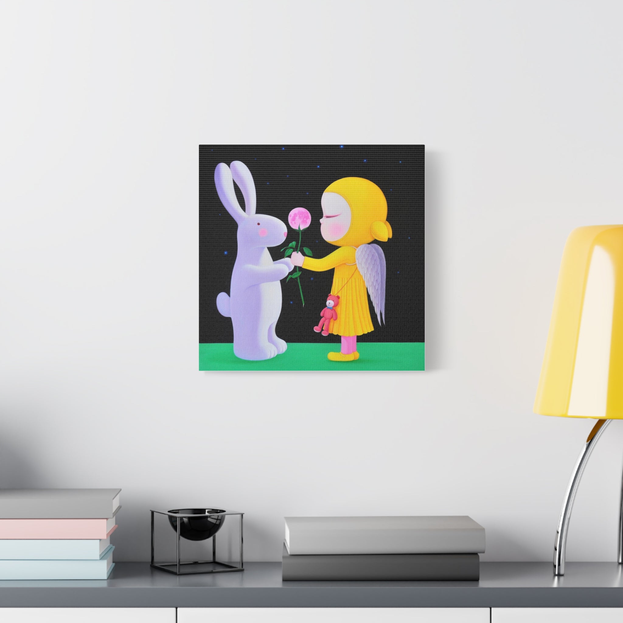 Little Girl with Bunny- Chinese Contemporary artist - Canvas Print - Artwork for kids